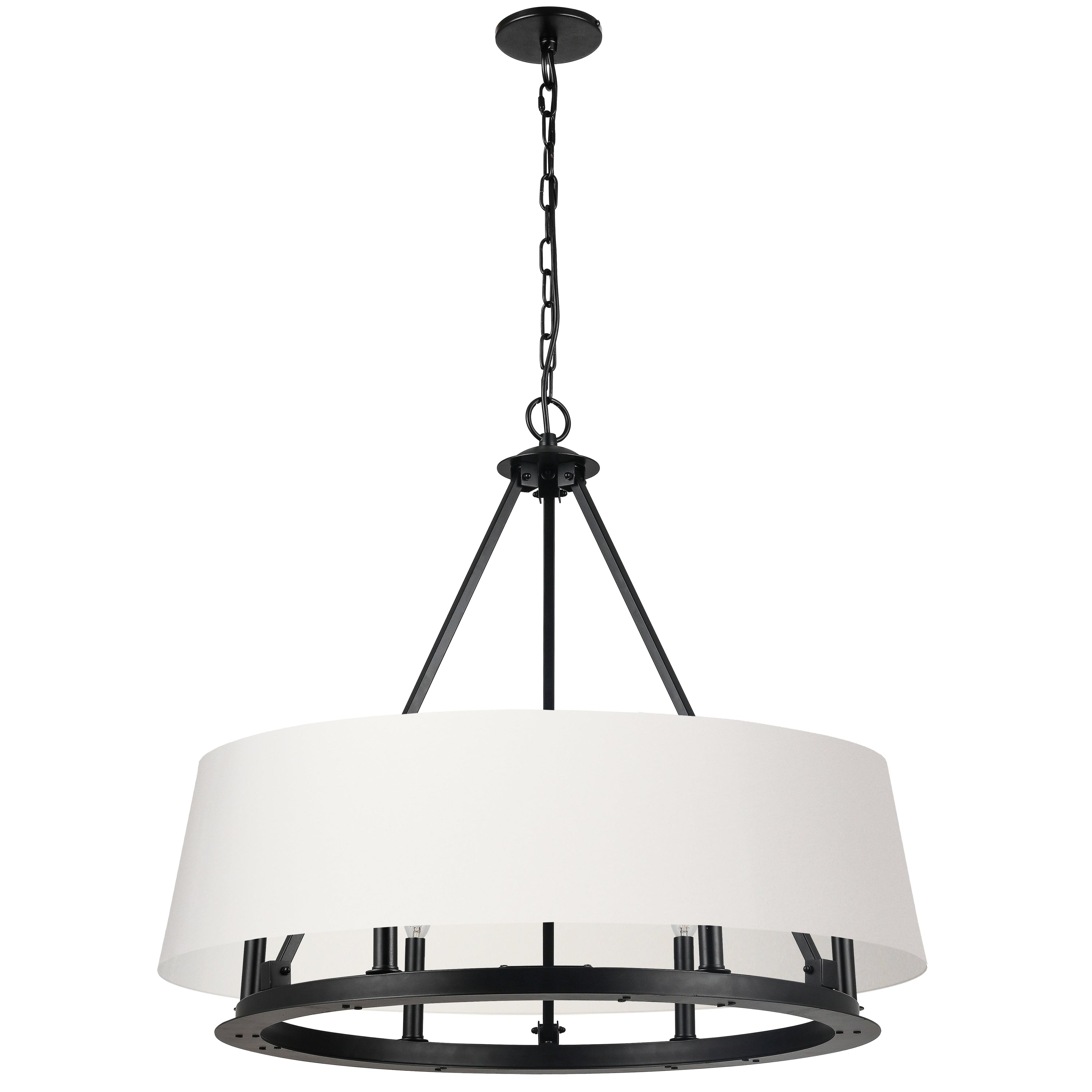 Dainolite Colby - CLB-296C-MB-790 - 6 Light Chandelier Fixture Matte Black with White Shades - Matte Black