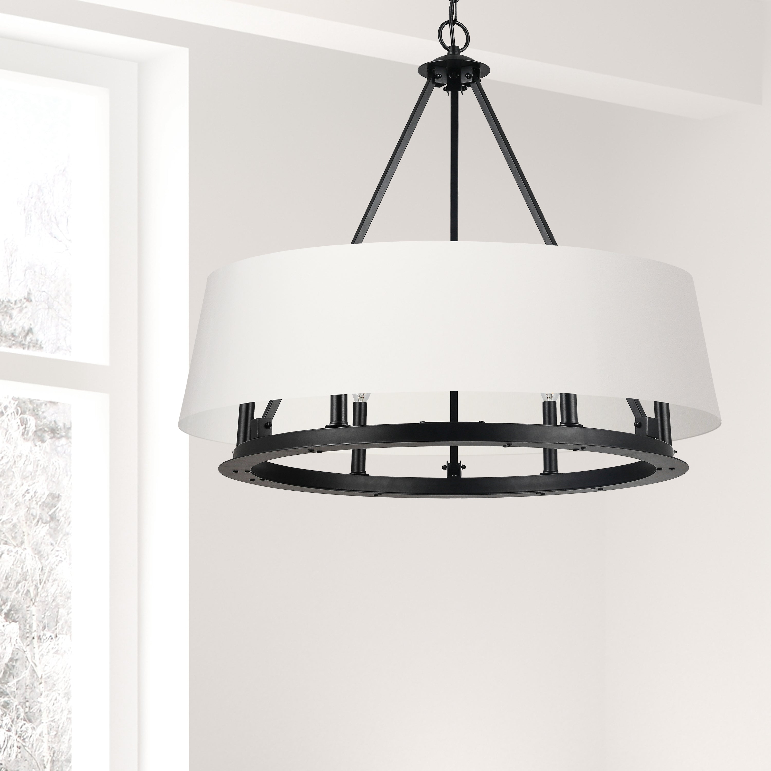 Dainolite Colby - CLB-296C-MB-790 - 6 Light Chandelier Fixture Matte Black with White Shades - Matte Black