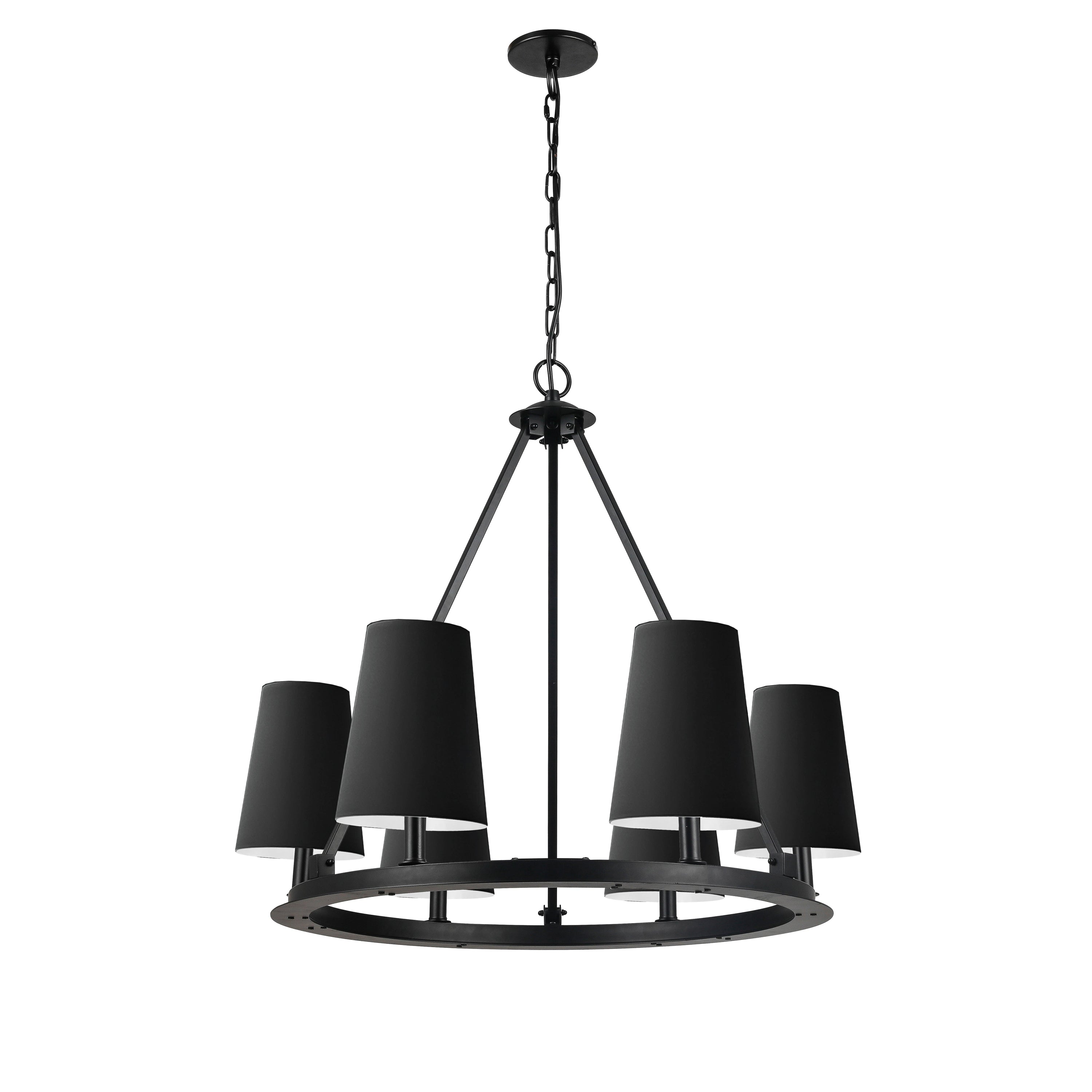 Dainolite Colby - CLB-306C-MB-797 - 6 Light Chandelier Fixture Matte Black with Black Shades - Matte Black