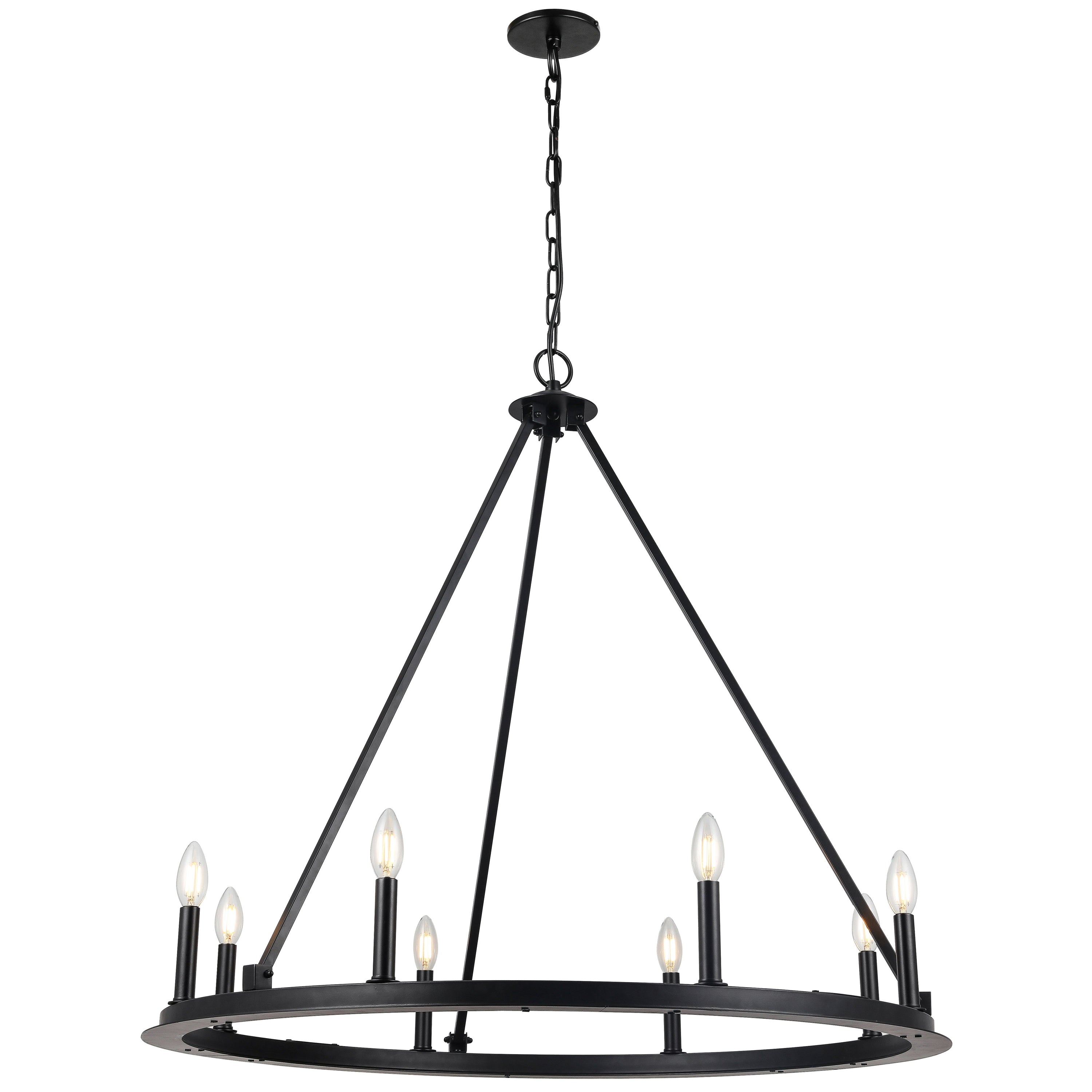 Dainolite Colby - CLB-368C-MB - 8 Light Chandelier Fixture, Matte Black - Black