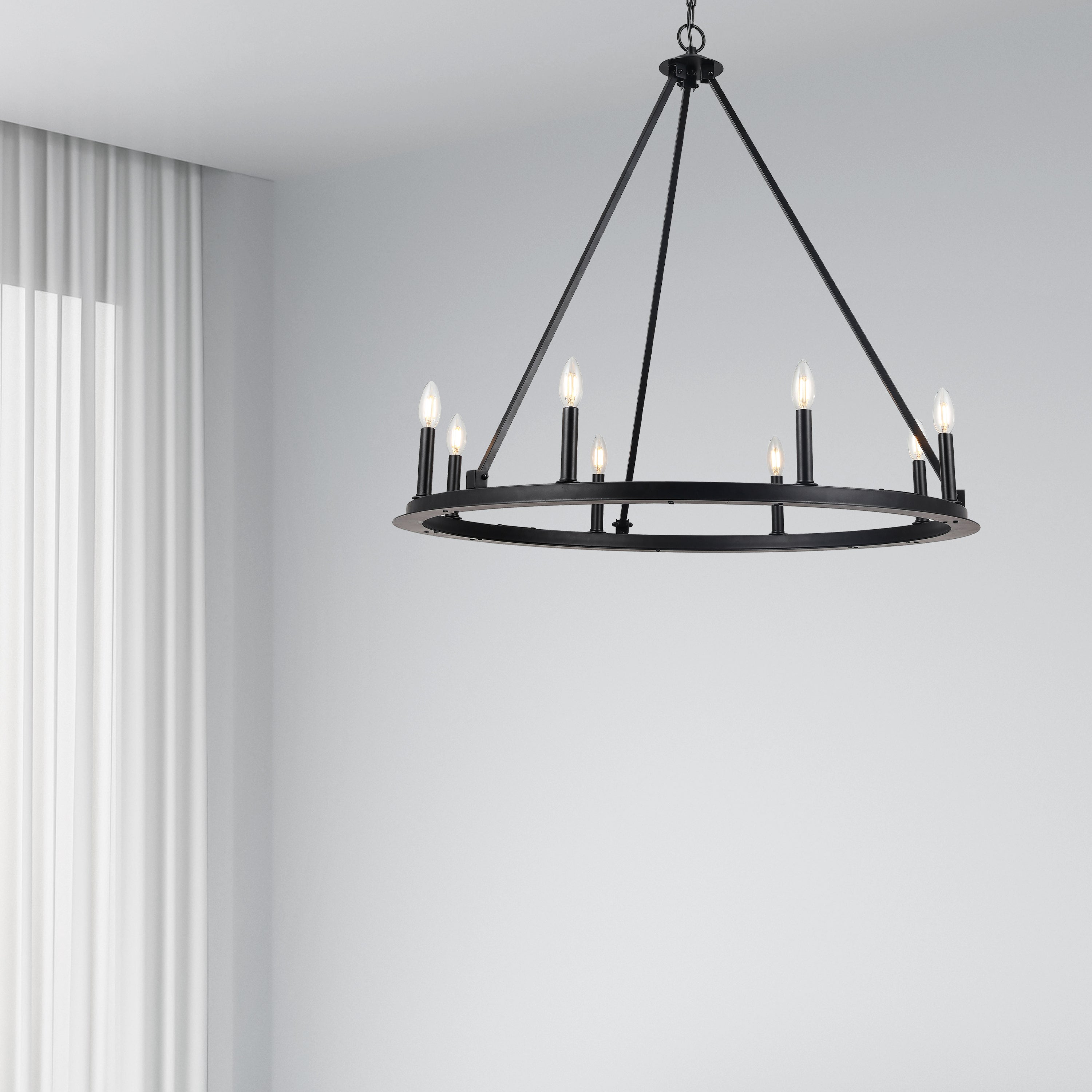 Dainolite Colby - CLB-368C-MB - 8 Light Chandelier Fixture, Matte Black - Black