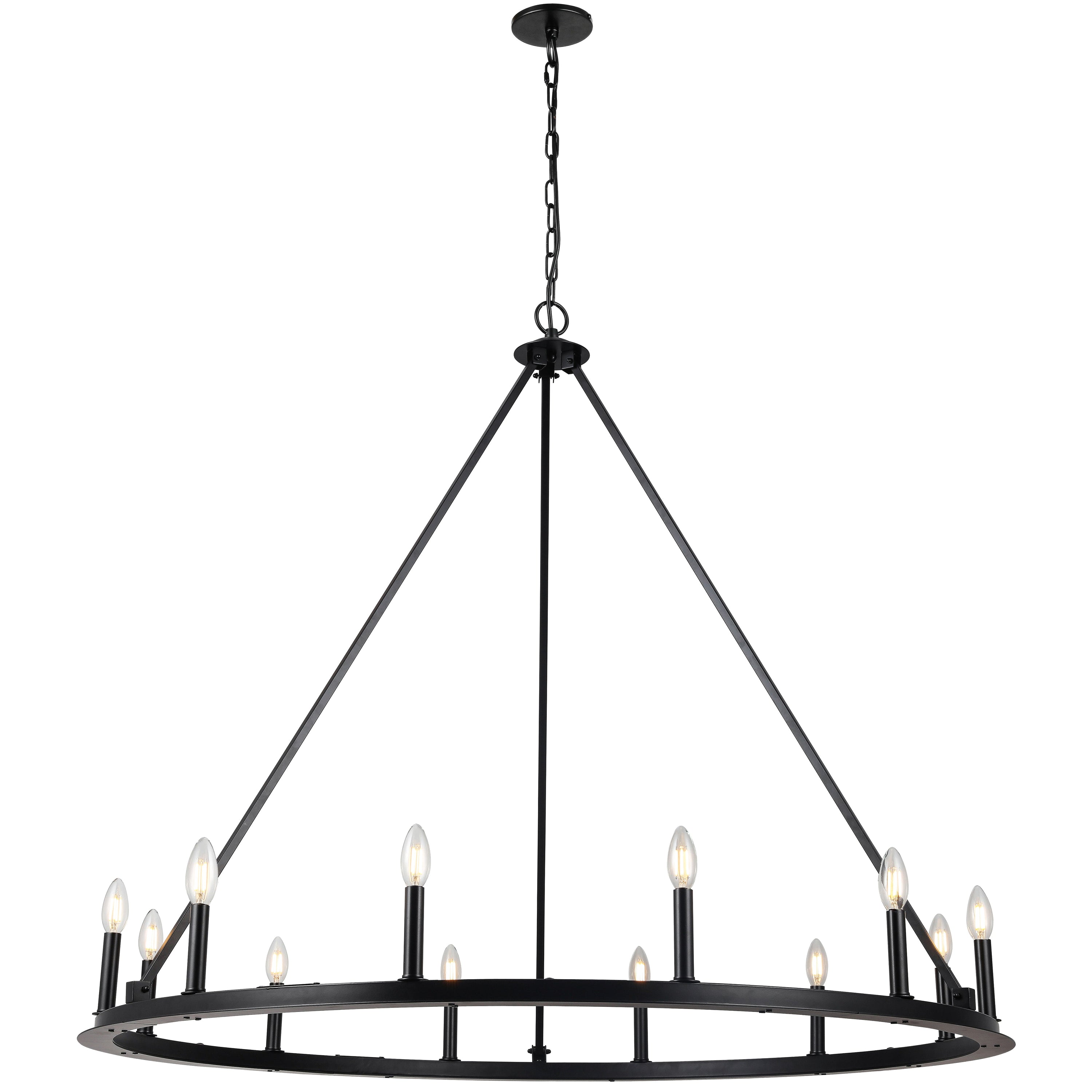 Dainolite Colby - CLB-4812C-MB - 12 Light Chandelier Fixture, Matte Black - Black