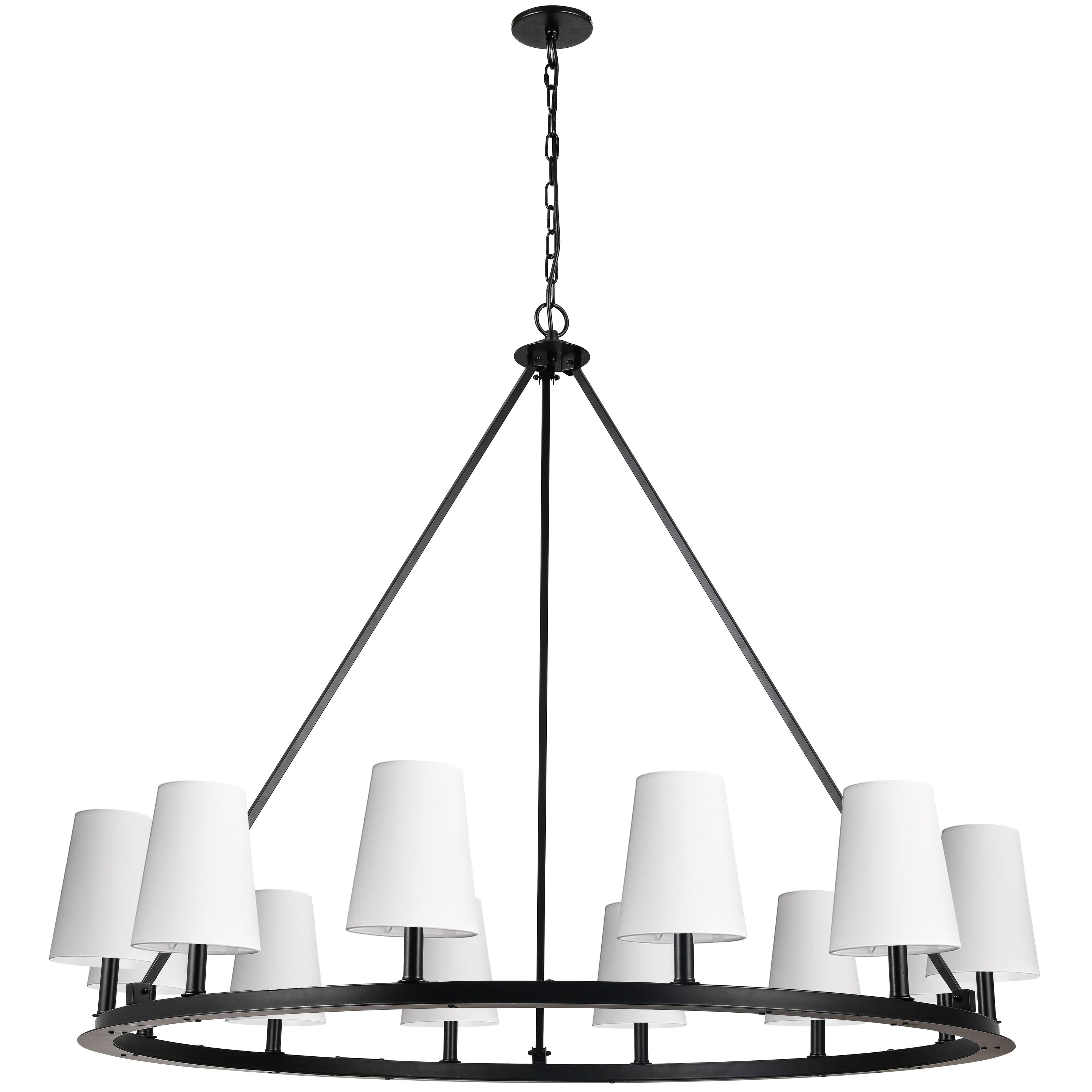 Dainolite Colby - CLB-5212C-MB-790 - 12 Light Chandelier Fixture, Matte Black with White Shades - Matte Black