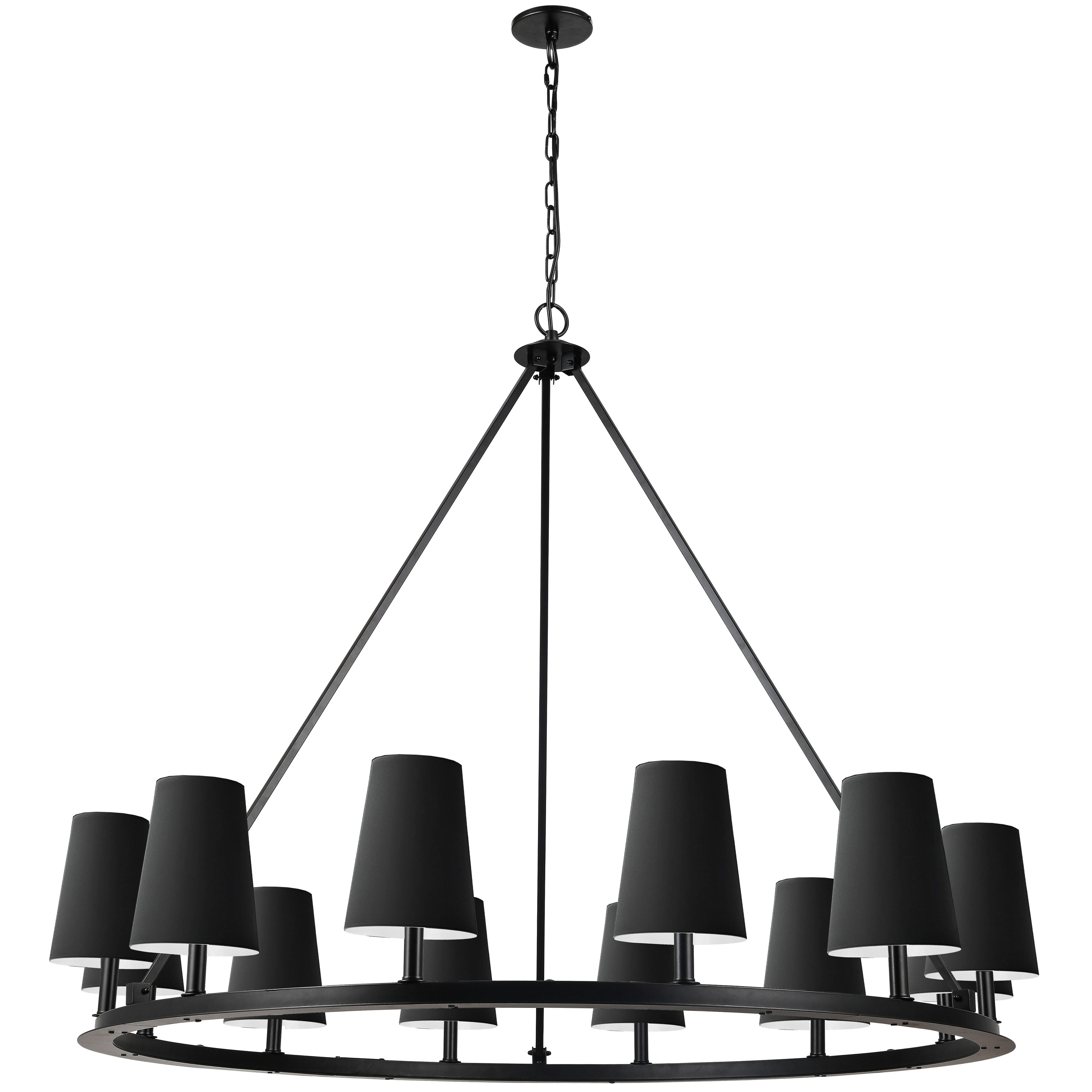 Dainolite Colby - CLB-5212C-MB-797 - 12 Light Chandelier Fixture, Matte Black with Black Shades - Matte Black