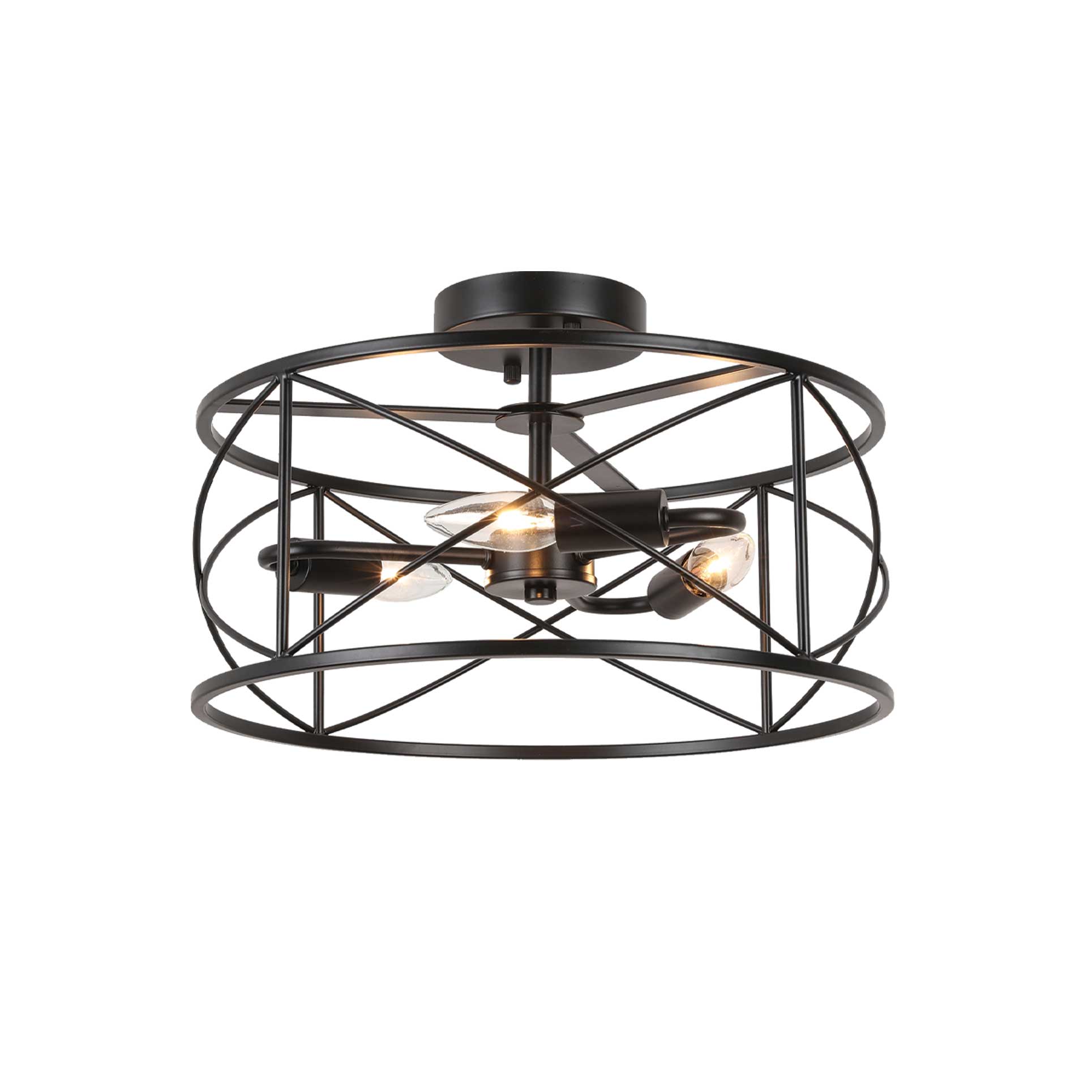 Dainolite Calah - CLH-153FH-MB - 3 Light Calah Semi-Flush Mount Matte Black - Matte Black