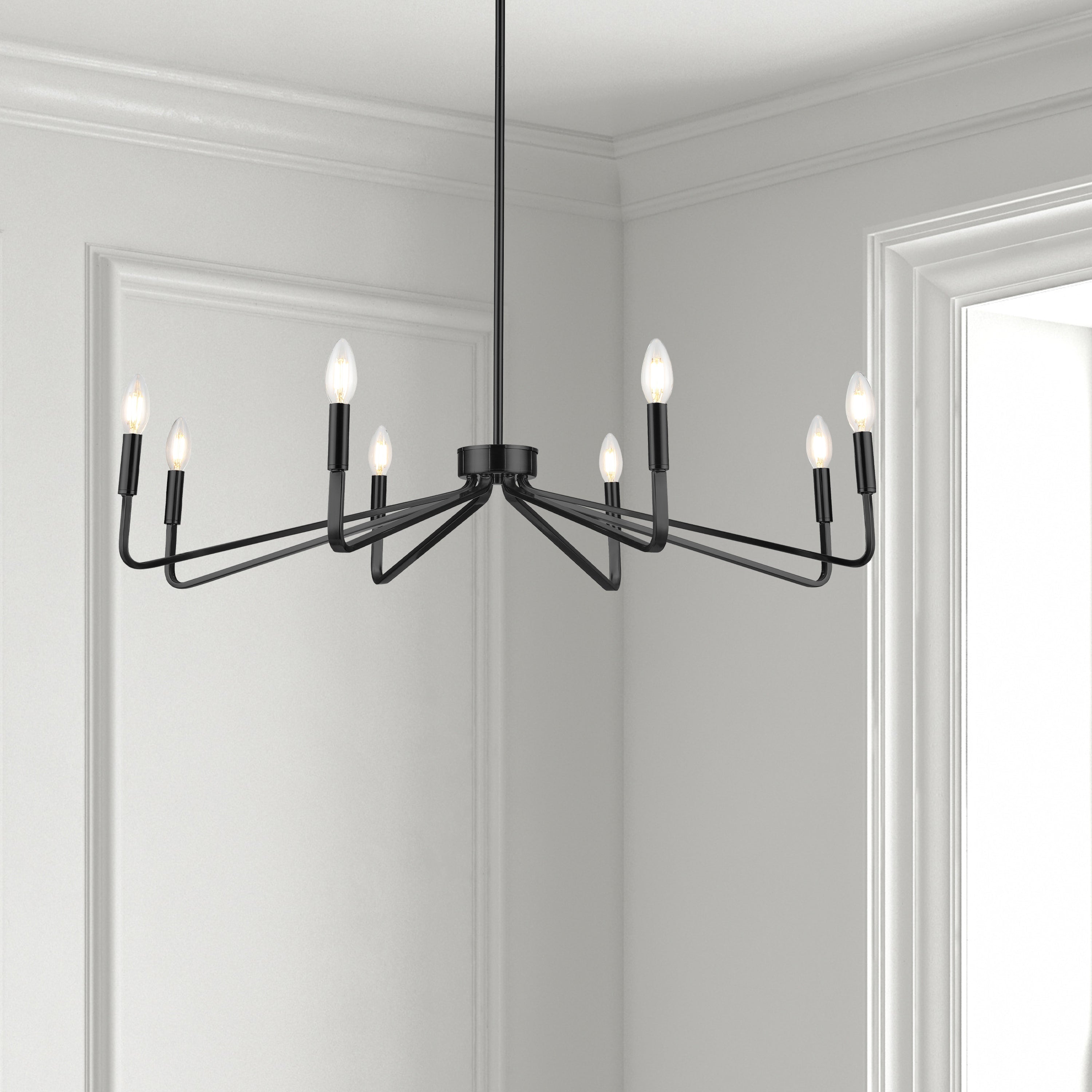 Dainolite Clayton - CLN-388C-MB - 8 Light Chandelier Fixture, Matte Black - Black