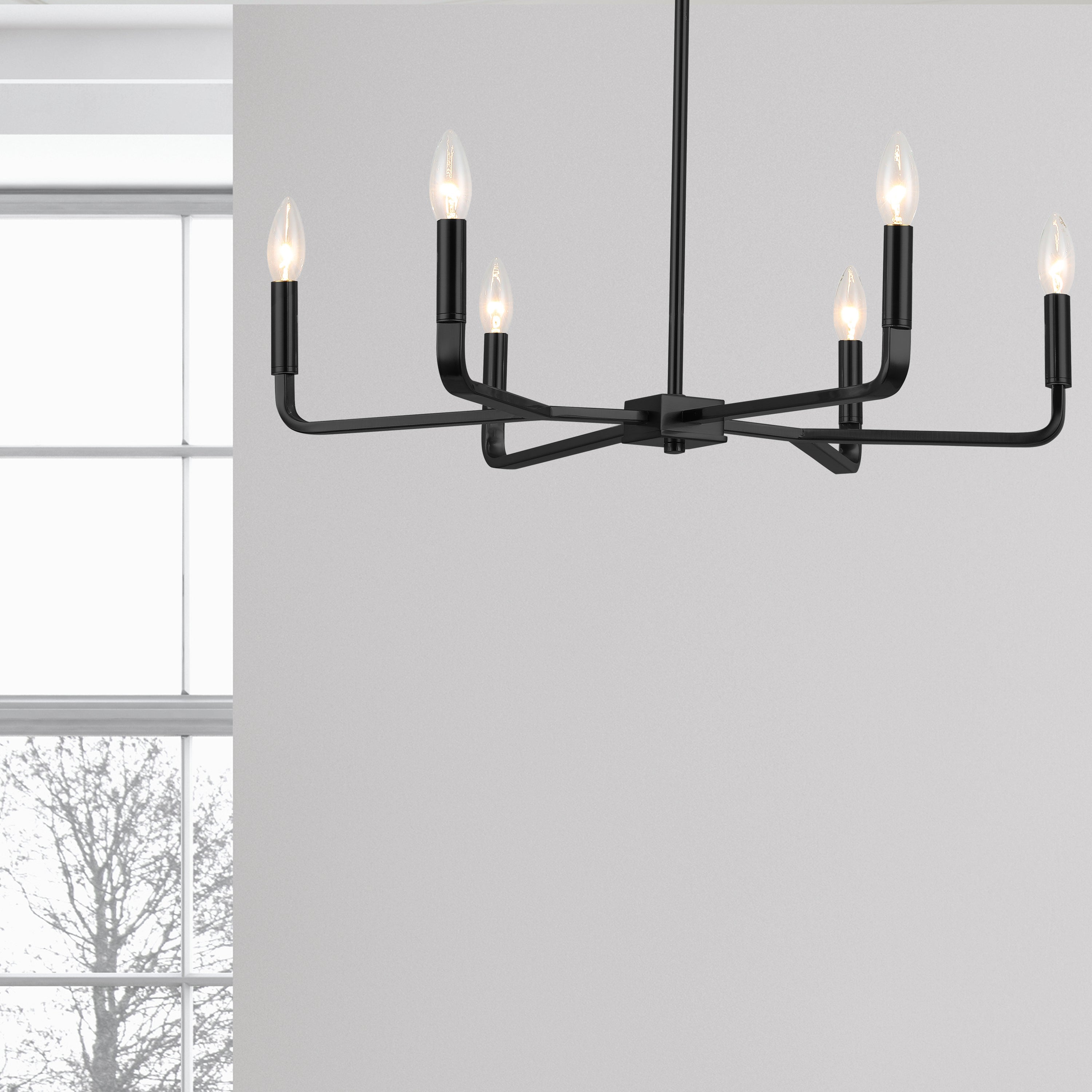 Dainolite Colette - CLT-246-MB - 6 Light Chandelier Fixture, Matte Black - Matte Black