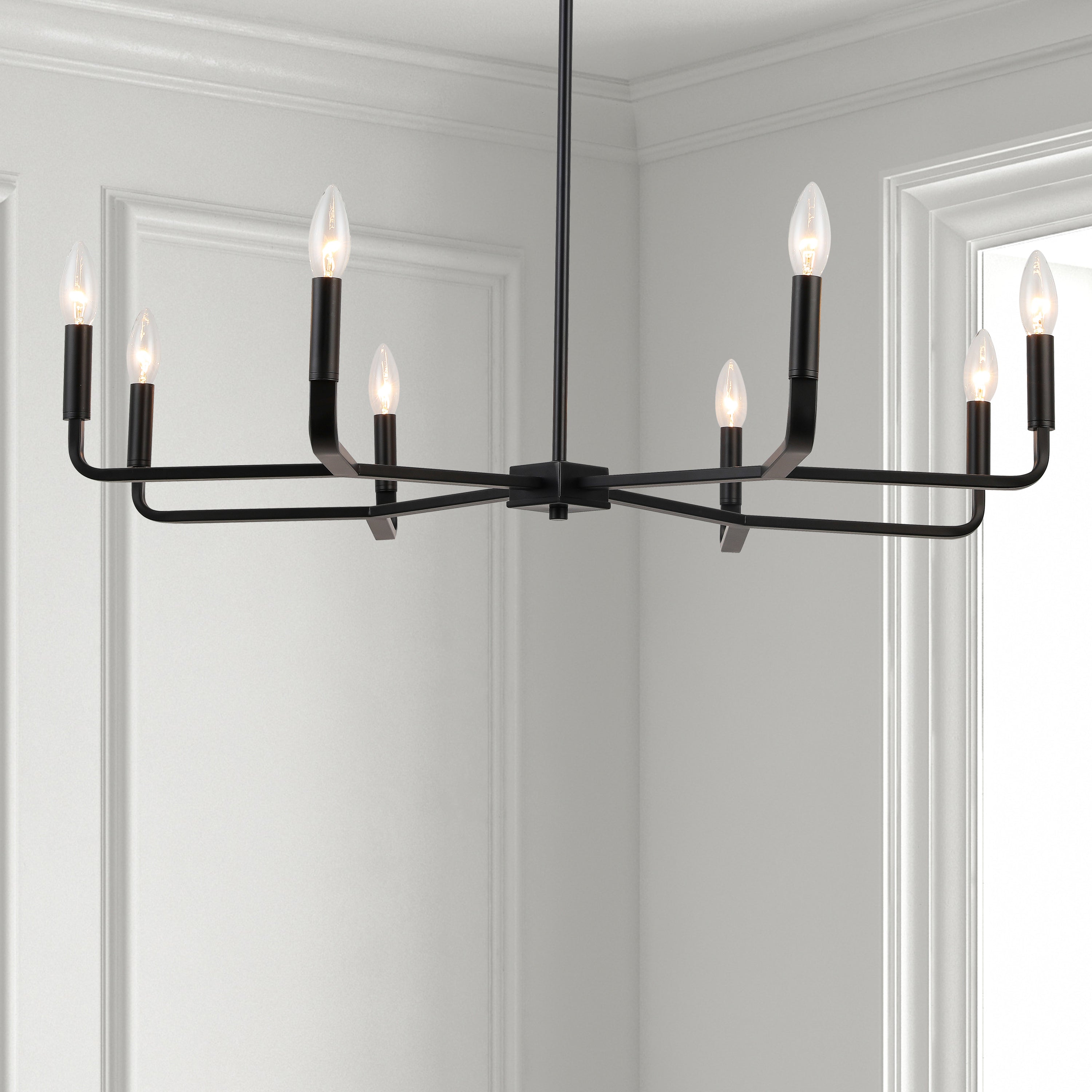 Dainolite Colette - CLT-328-MB - 8 Light Chandelier Fixture, Matte Black - Matte Black