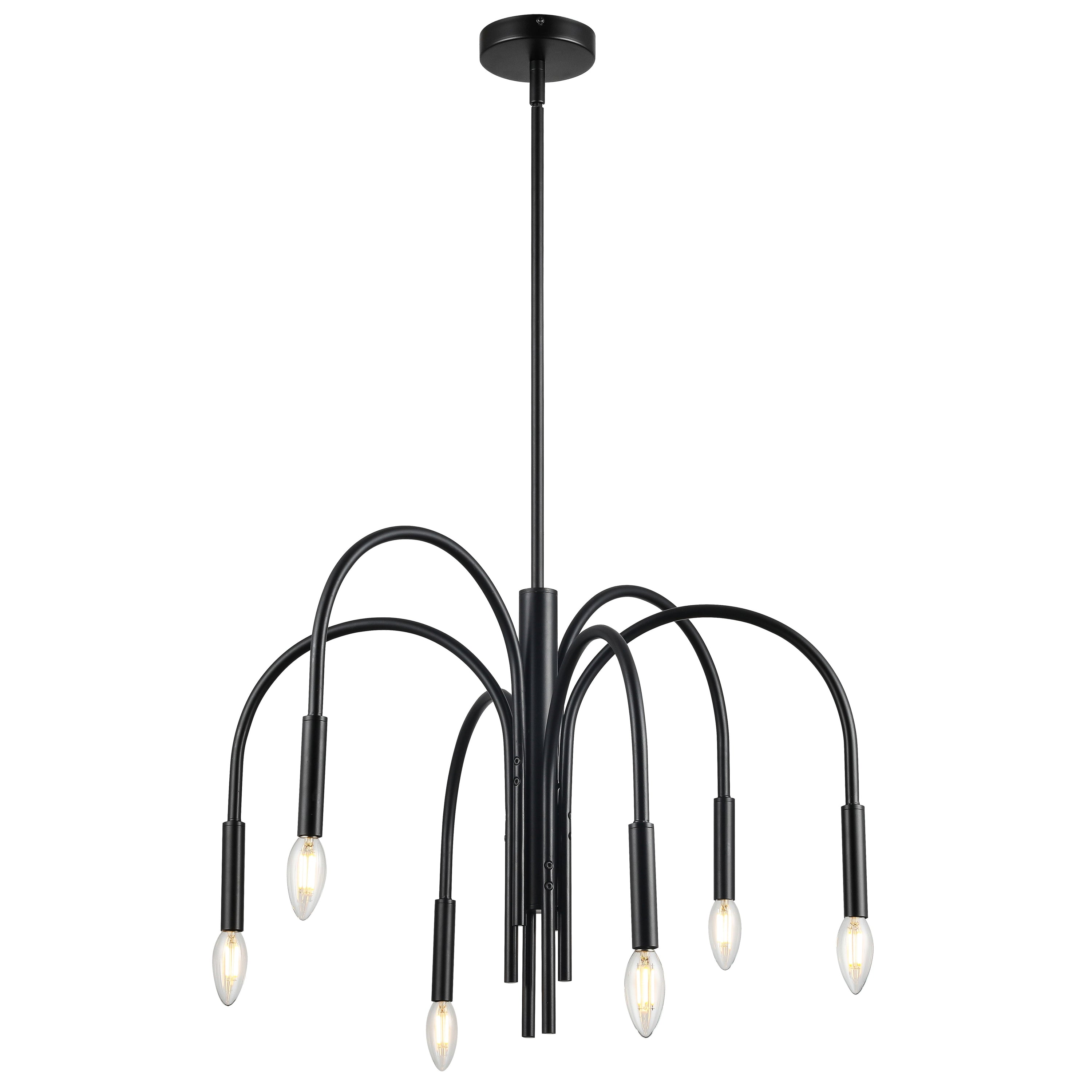 Dainolite Callway - CLY-246C-MB - 6 Light Chandelier Fixture, Matte Black - Black