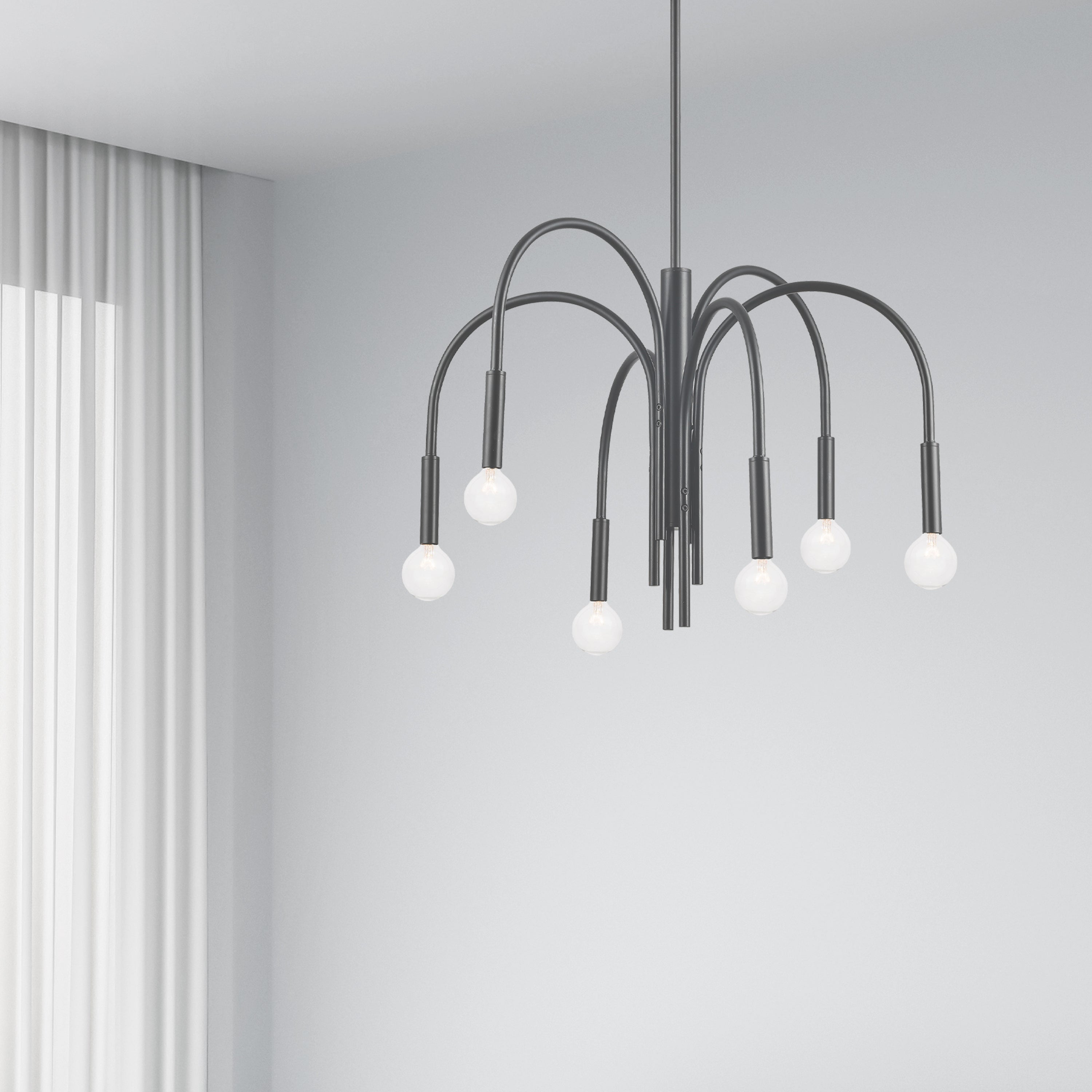 Dainolite Callway - CLY-246C-MB - 6 Light Chandelier Fixture, Matte Black - Black