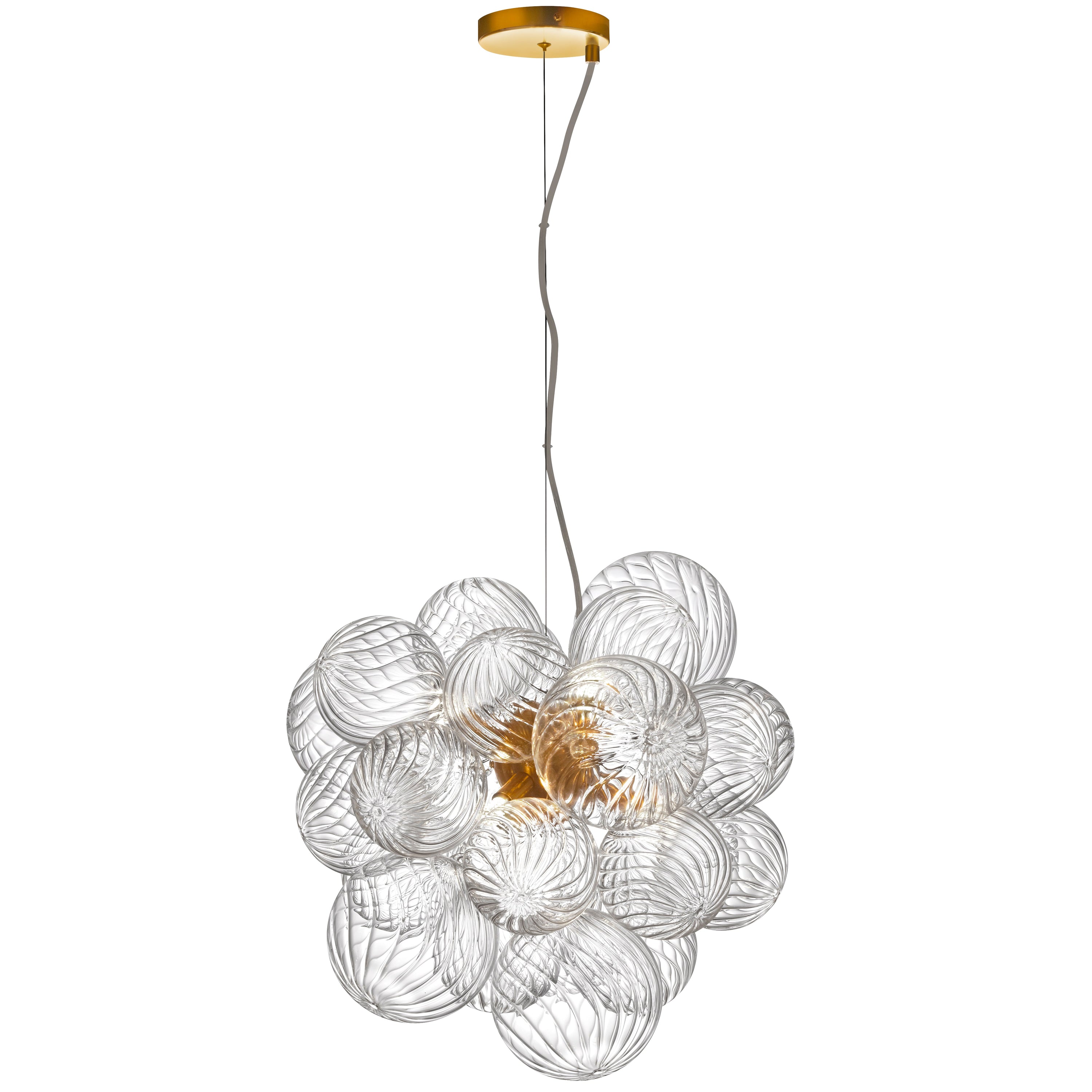 Dainolite CLZ-206P-AGB 6 Light Halogen Pendant Aged Brass with Clear Spiral Glass