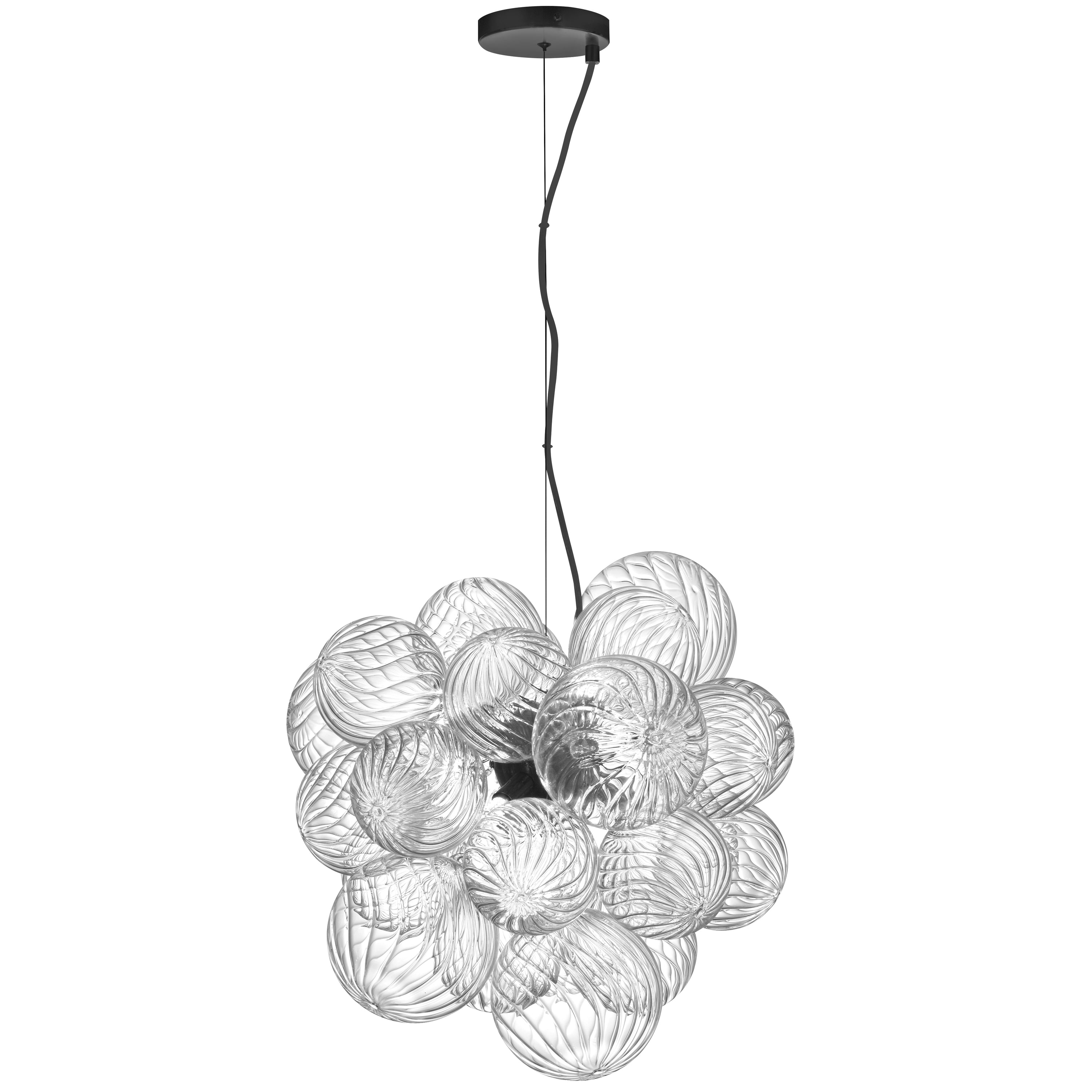 Dainolite CLZ-206P-MB 6 Light Halogen Pendant Matte Black with Clear Spiral Glass