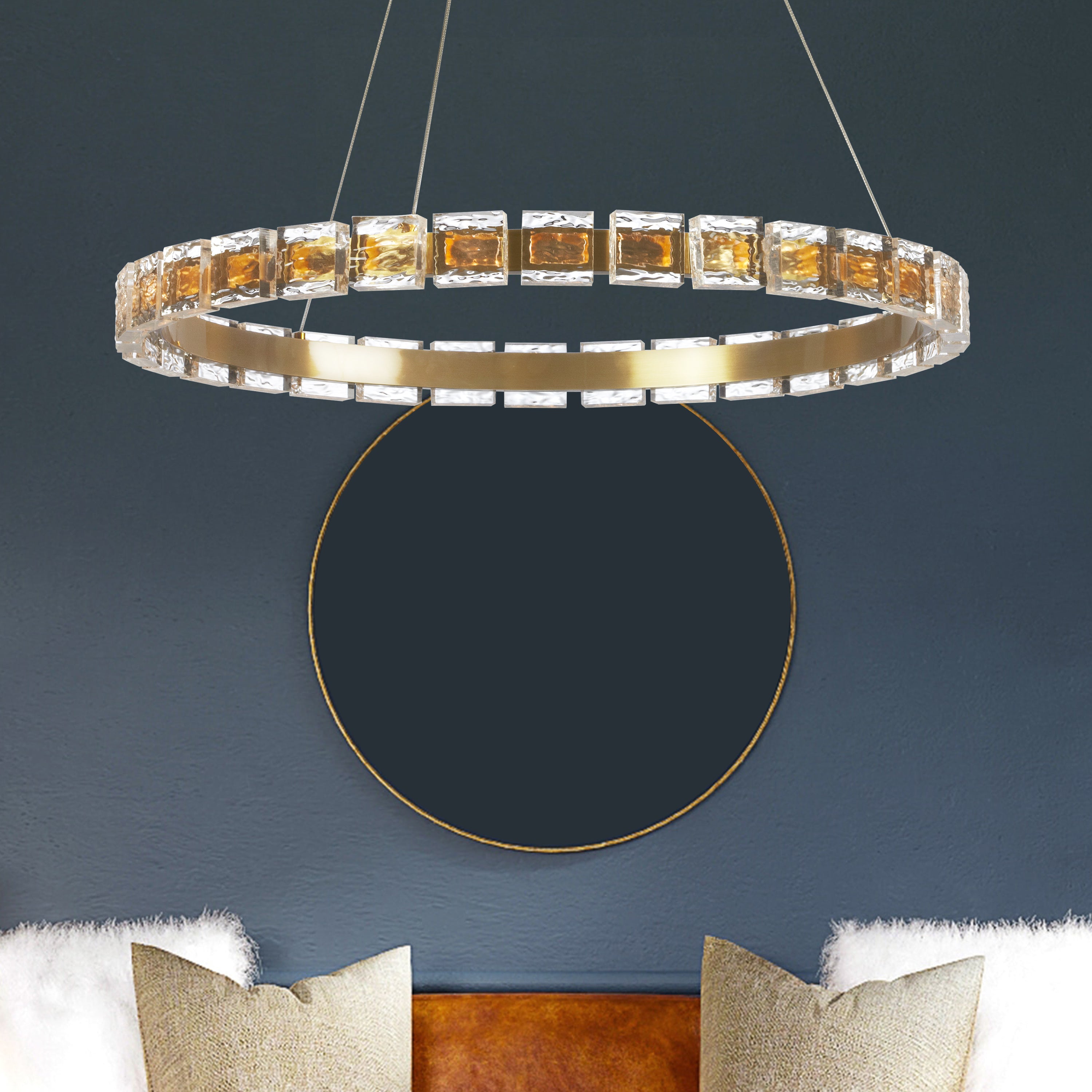 Dainolite Camila - CMA-2428LEDC-AGB - 34W LED Camila Chandelier Fixture w/ Crystal Glass - Clear