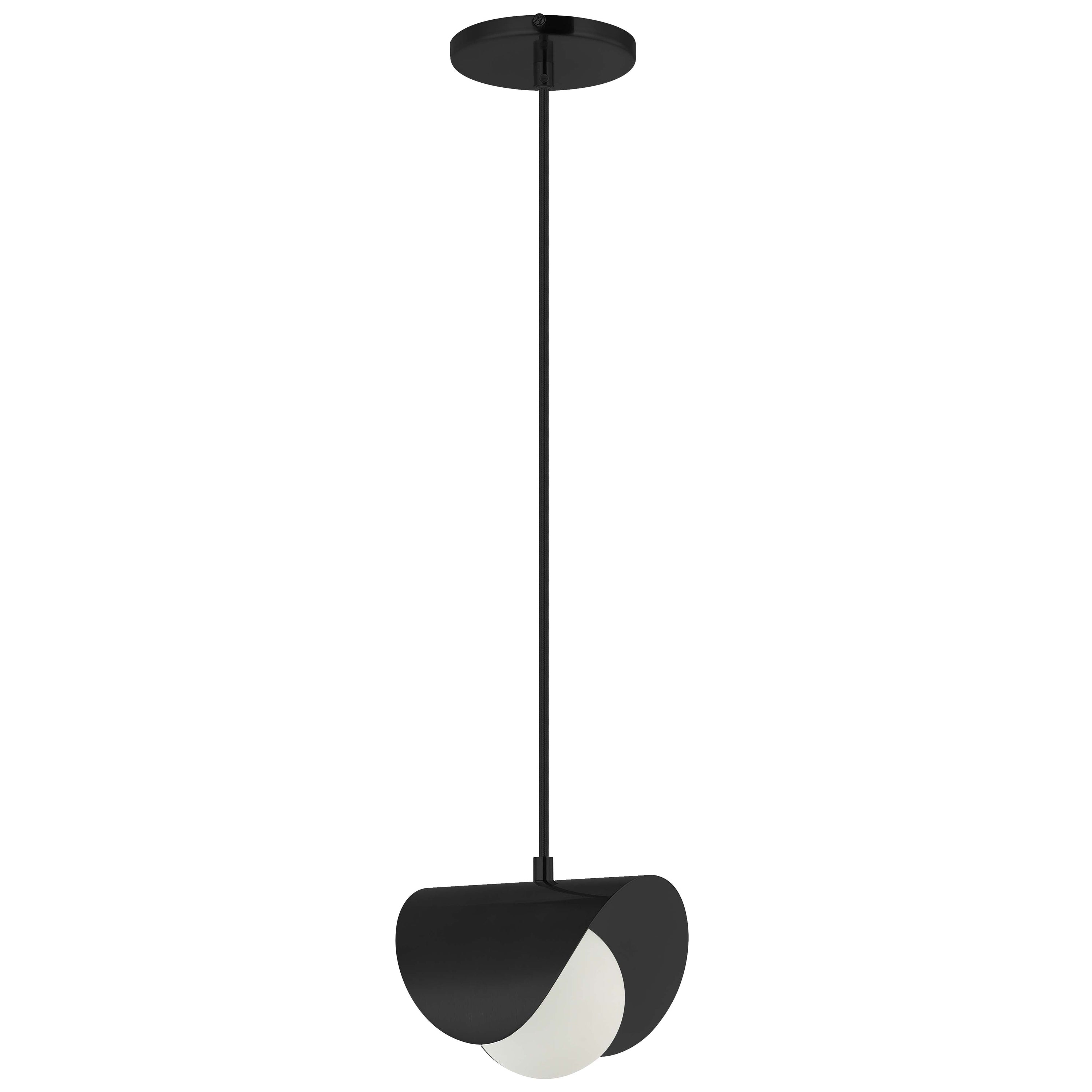 Dainolite CRT-61P-MB 1 Light Halogen Pendant Matte Black with White Opal Glass