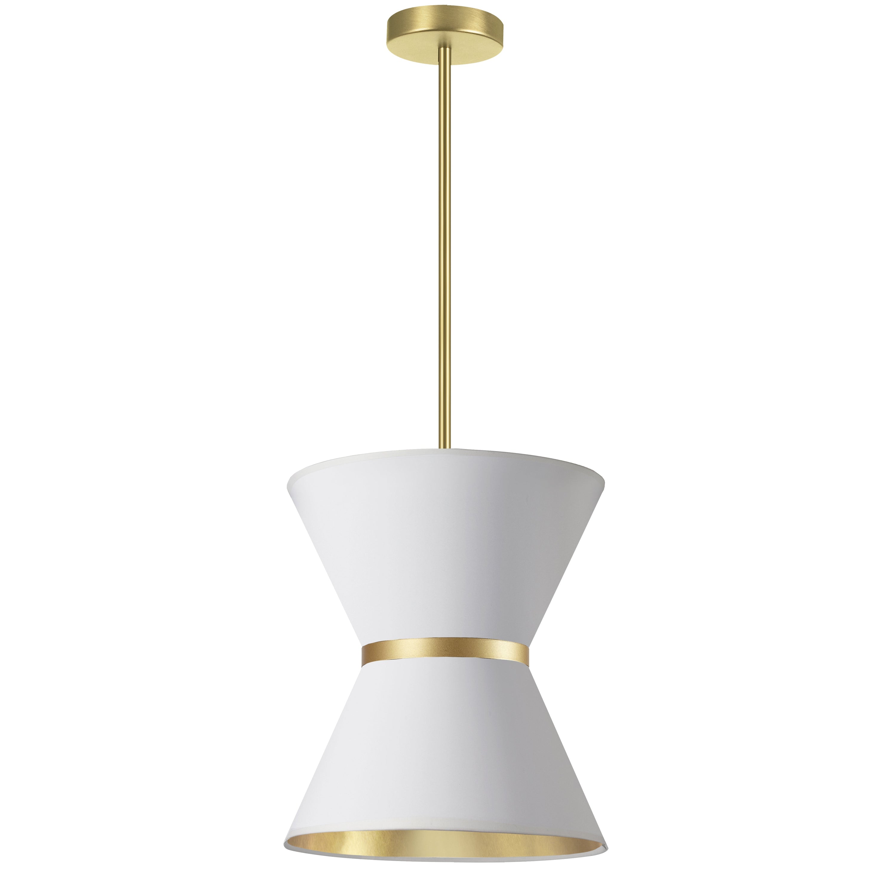 Dainolite Caterine - CTN-121P-AGB-692 - 1 Light Pendant, Aged Brass with Gold Ring White / Gold Shade - White