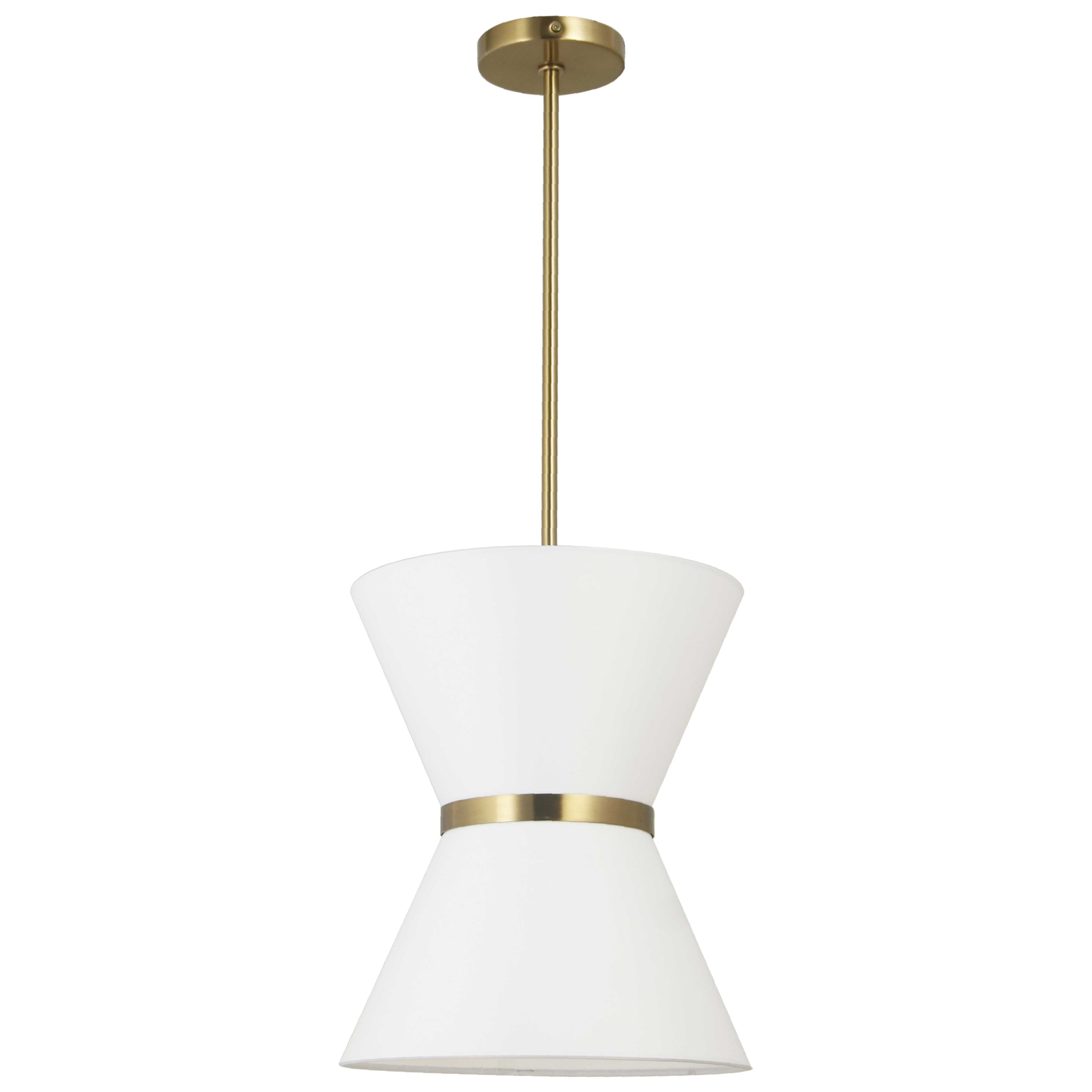 Dainolite Caterine - CTN-121P-AGB-790 - 1 Light Pendant, Aged Brass with Gold Ring White Shade - White