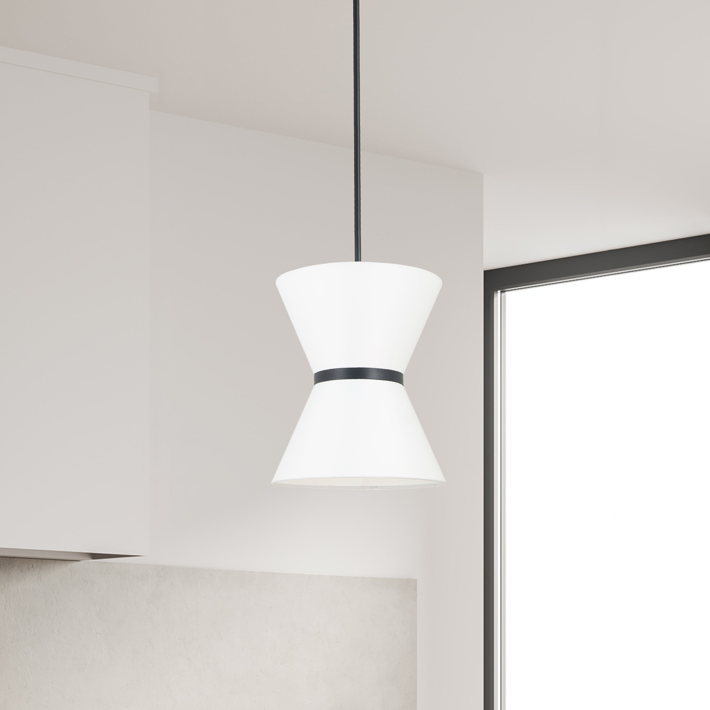 Dainolite Caterine - CTN-121P-MB-790 - 1 Light Pendant, Matte Black with White Shade - White