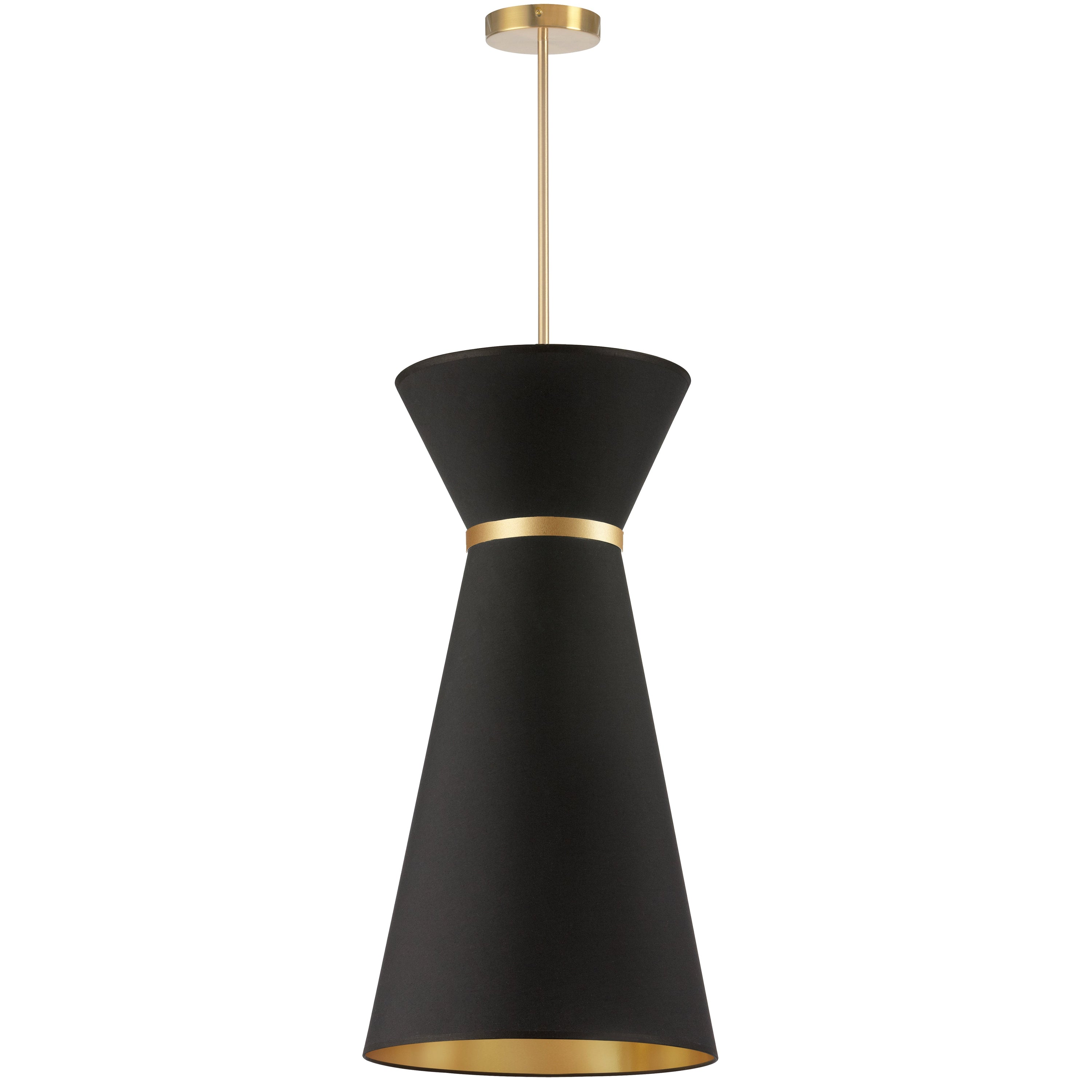 Dainolite Caterine - CTN-141P-AGB-698 - 1 Light Pendant, Aged Brass w/ Fabric Shade - Black