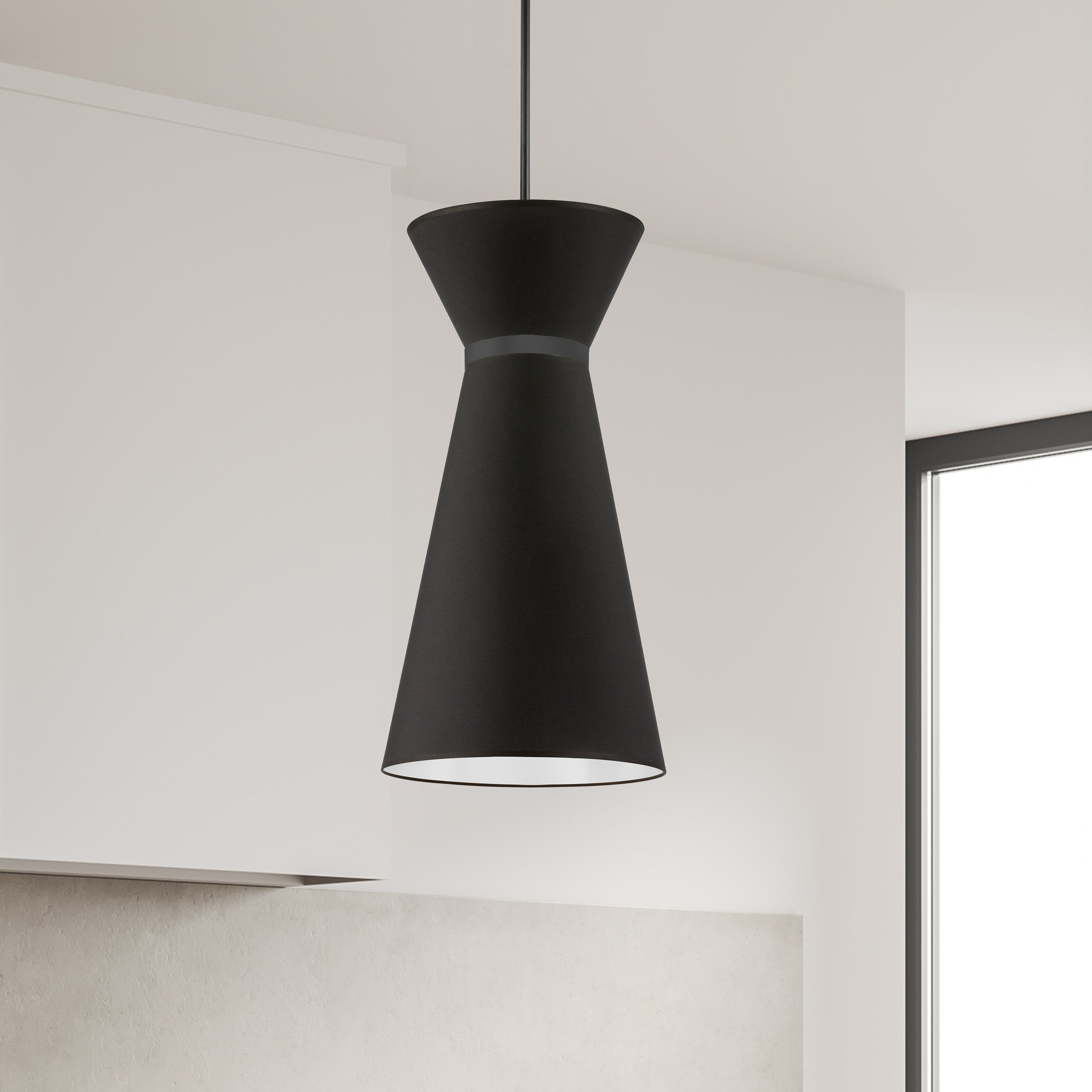 Dainolite Caterine - CTN-141P-MB-797 - 1 Light Pendant, Matte Black w/ Fabric Shade - Black