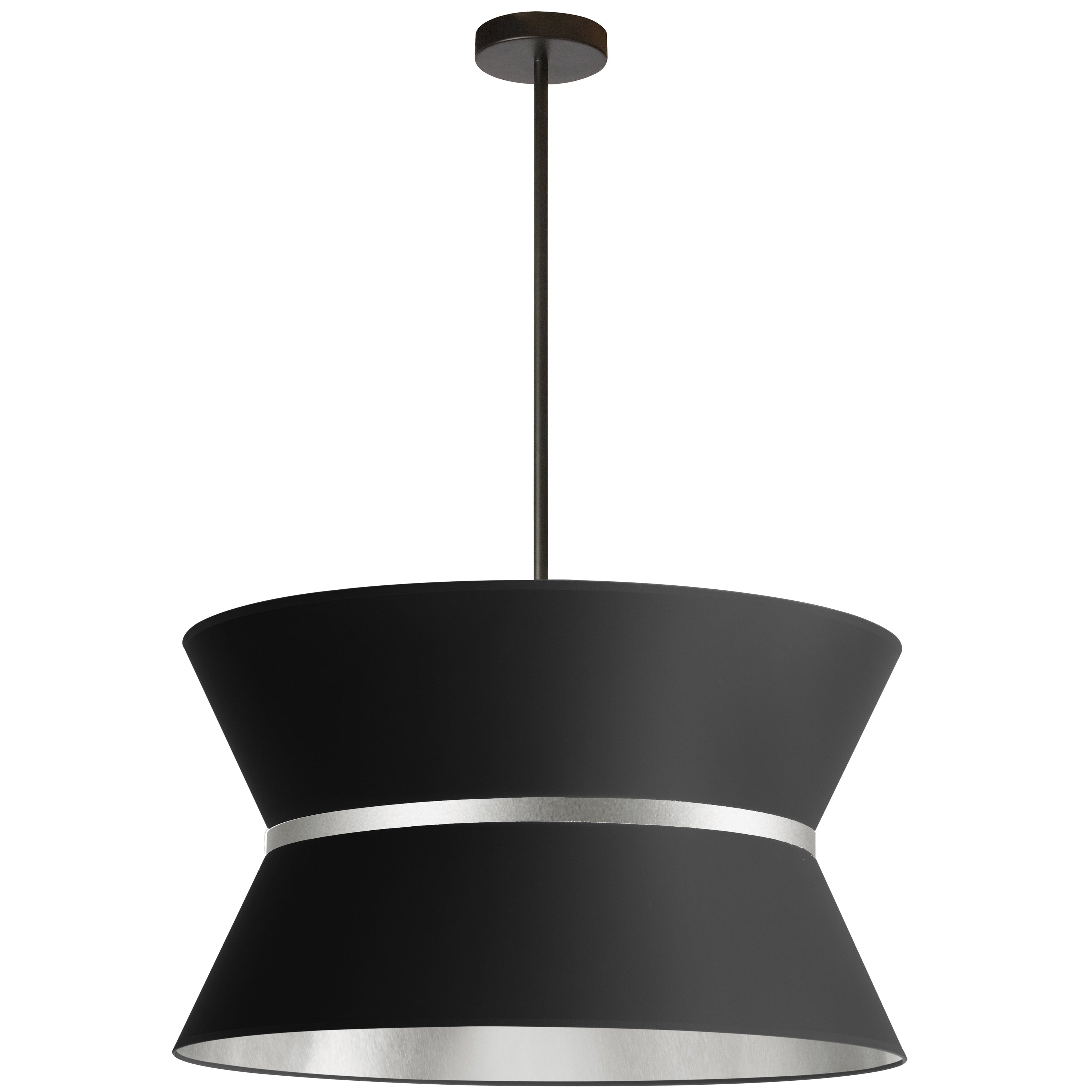 Dainolite Caterine - CTN-244C-MB-697 - 4 Light Chandelier Fixture, Matte Black with Silver Ring Black / Silver Shade - Black