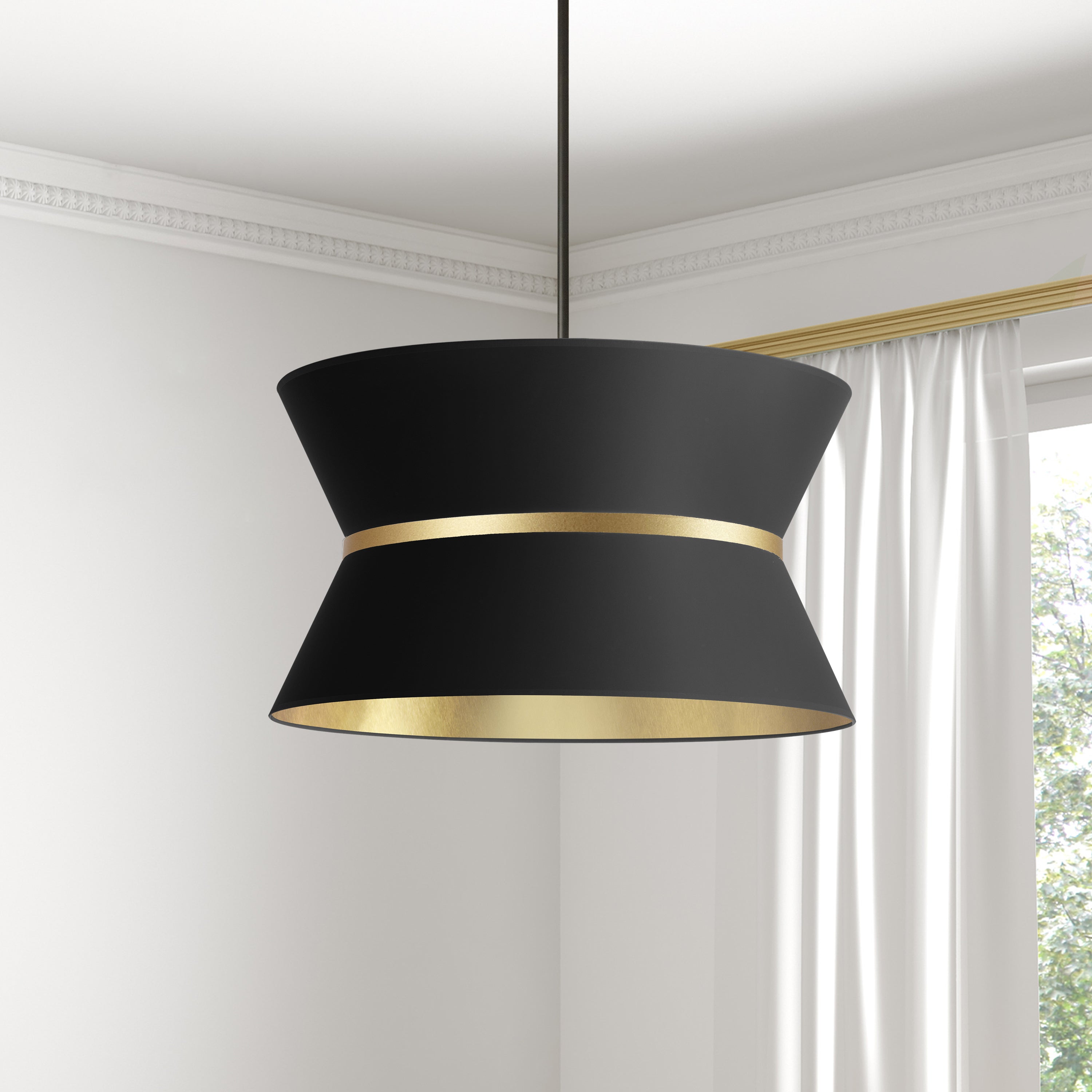 Dainolite Caterine - CTN-244C-MB-698 - 4 Light Chandelier Fixture, Matte Black with Gold Ring Black / Gold Shade - Black