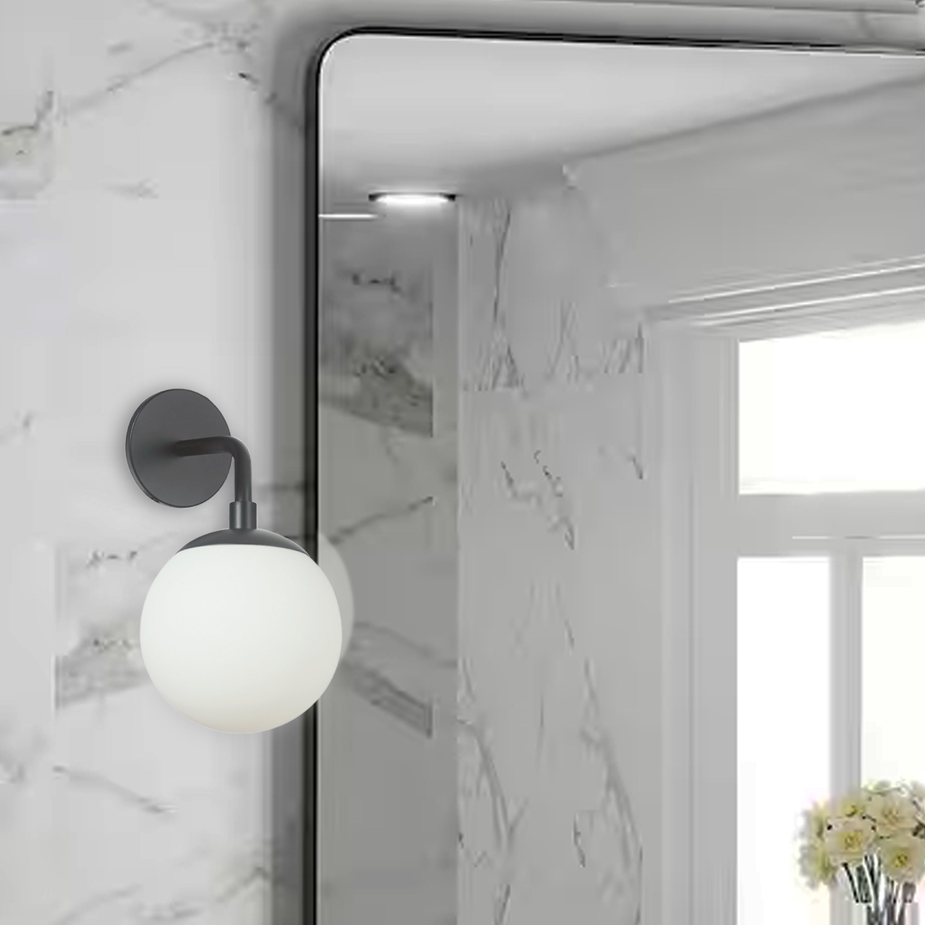 Dainolite Dayana - DAY-141W-MB - 1 Light Matte Black Wall Sconce w/ White Glass - Black