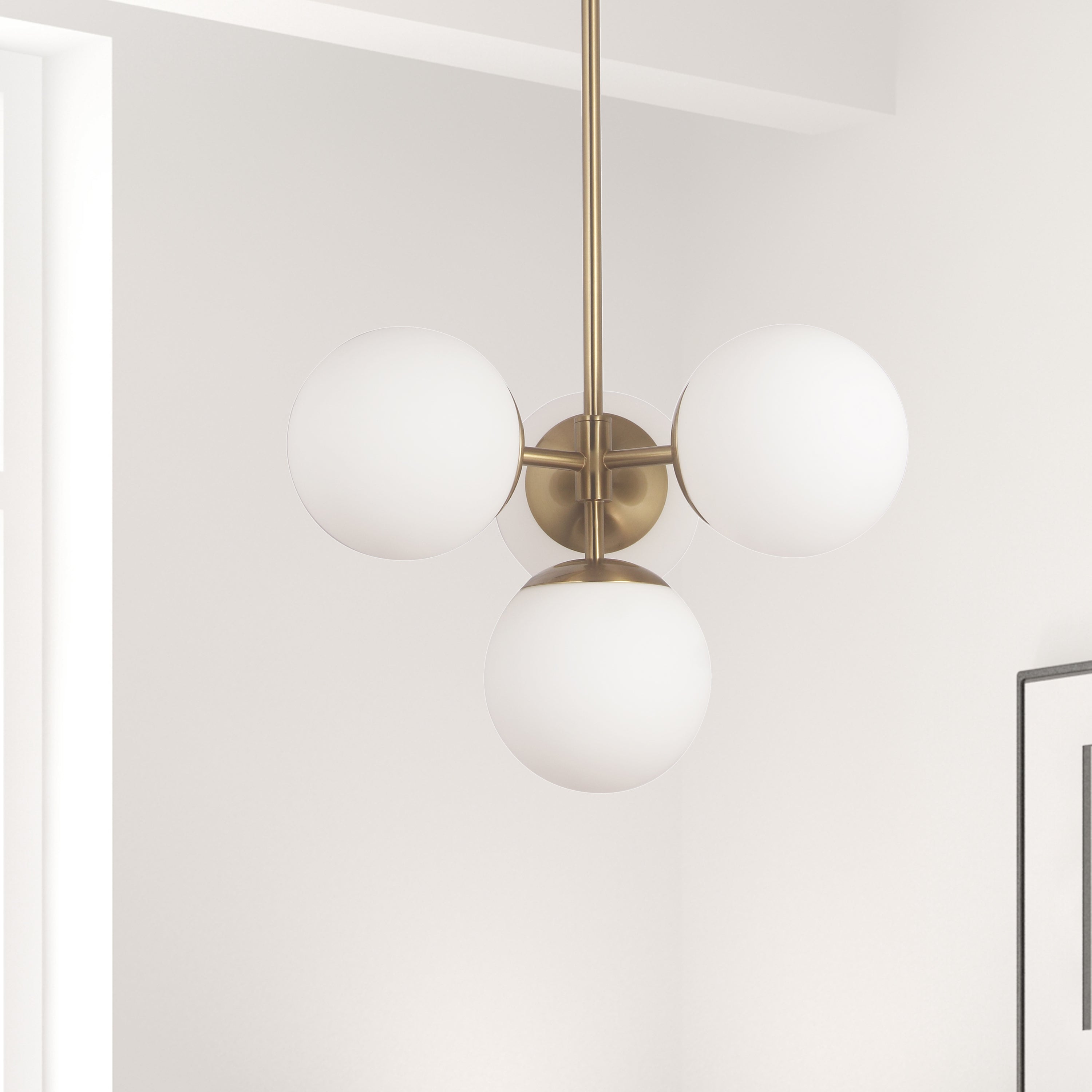 Dainolite Dayana - DAY-214P-AGB - 4 Light Pendant, Aged Brass w/ White Opal Glass - Aged Brass