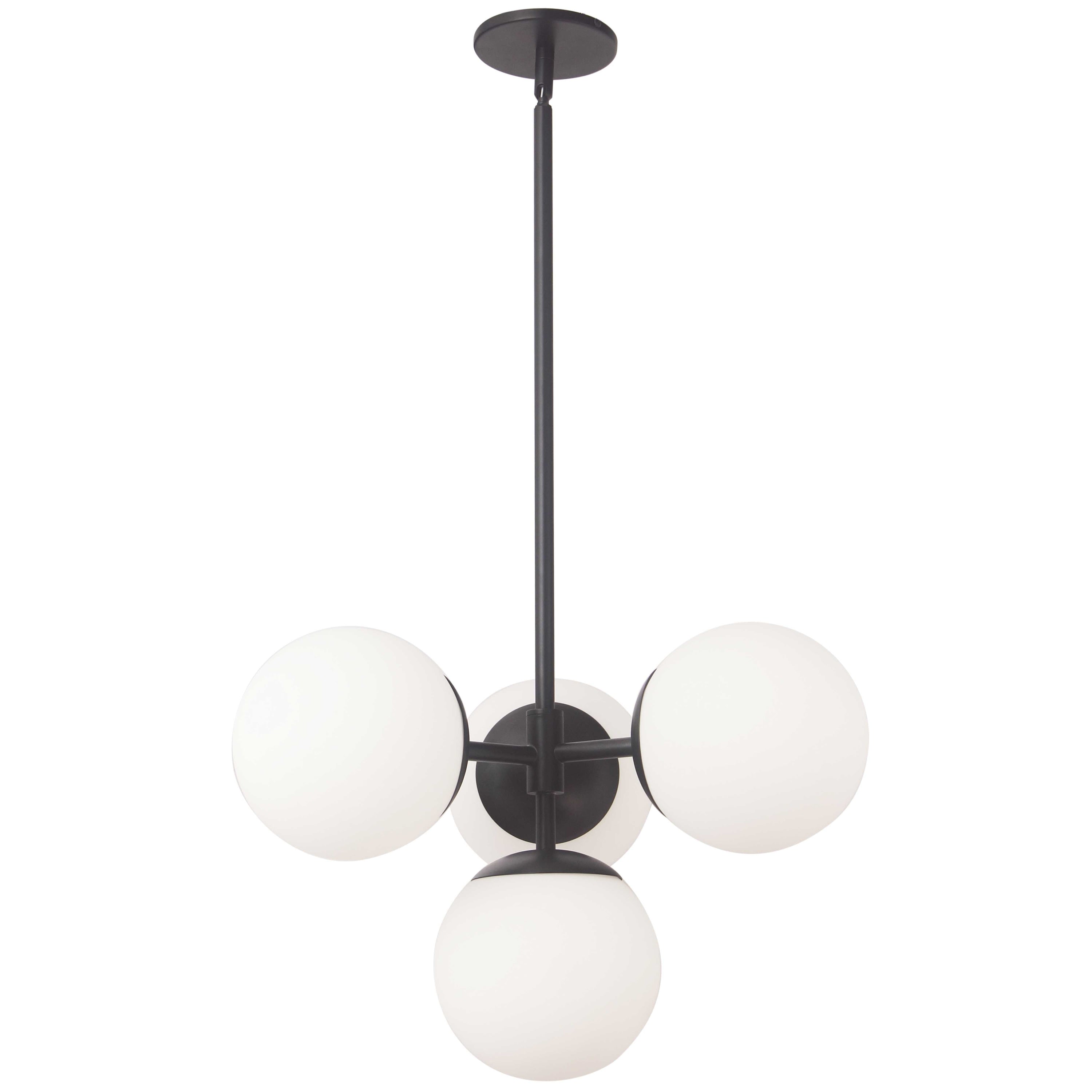 Dainolite Dayana - DAY-214P-MB - 4 Light Pendant, Matte Black w/ White Opal Glass - Matte Black