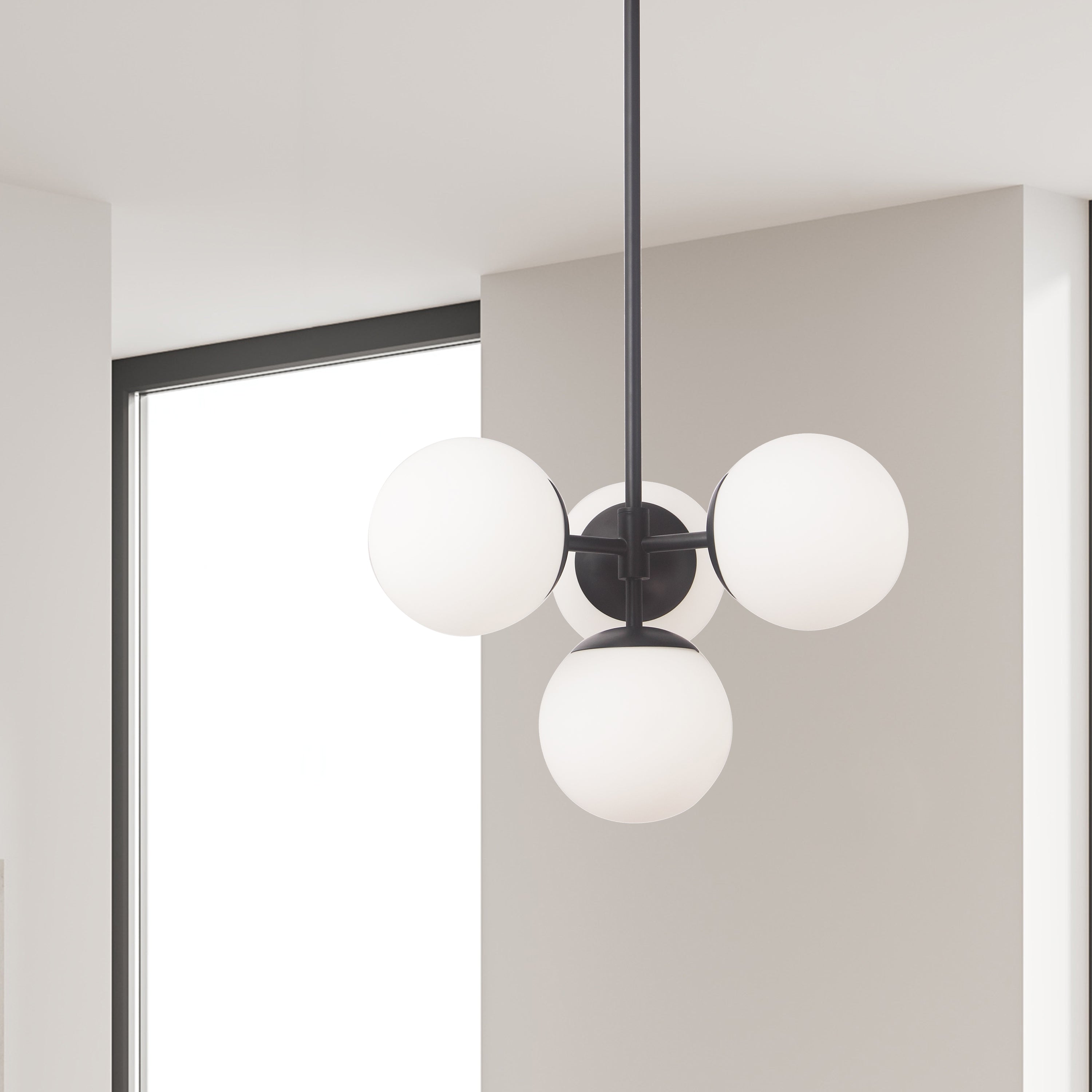 Dainolite Dayana - DAY-214P-MB - 4 Light Pendant, Matte Black w/ White Opal Glass - Matte Black