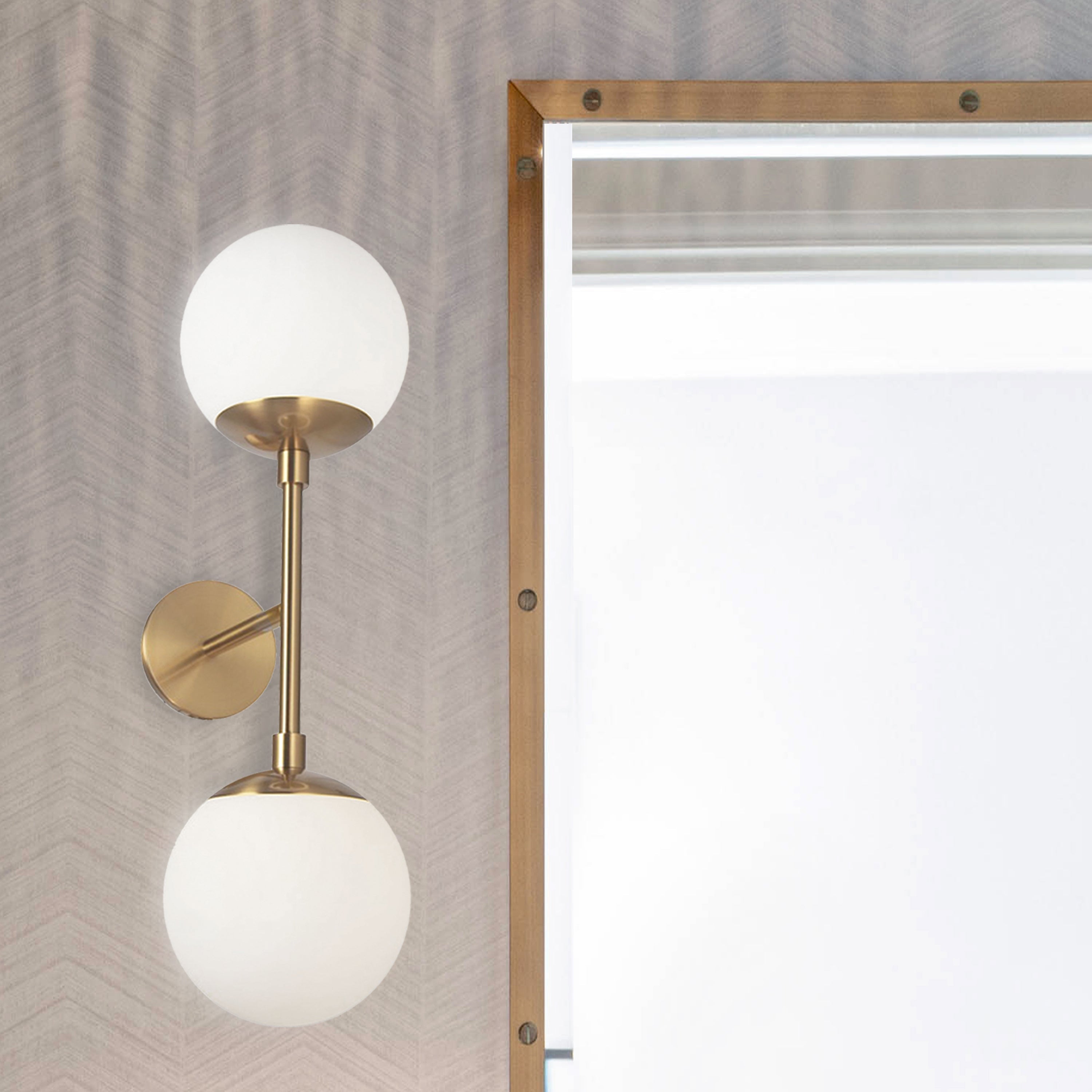 Dainolite Dayana - DAY-232W-AGB - 2 Light Aged Brass Wall Sconce w/ White Glass - Aged Brass