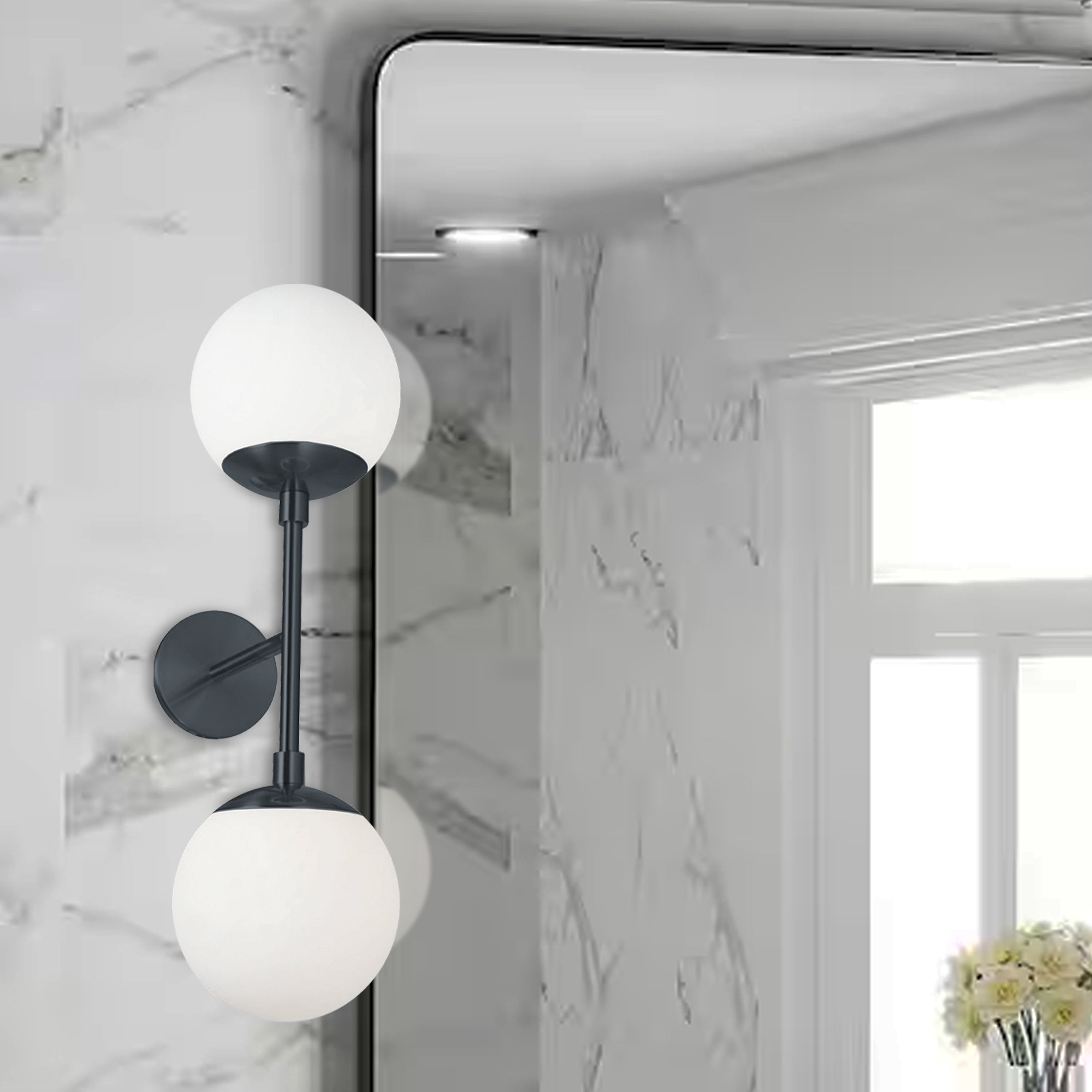 Dainolite Dayana - DAY-232W-MB - 2 Light Matte Black Wall Sconce w/ White Glass - Black