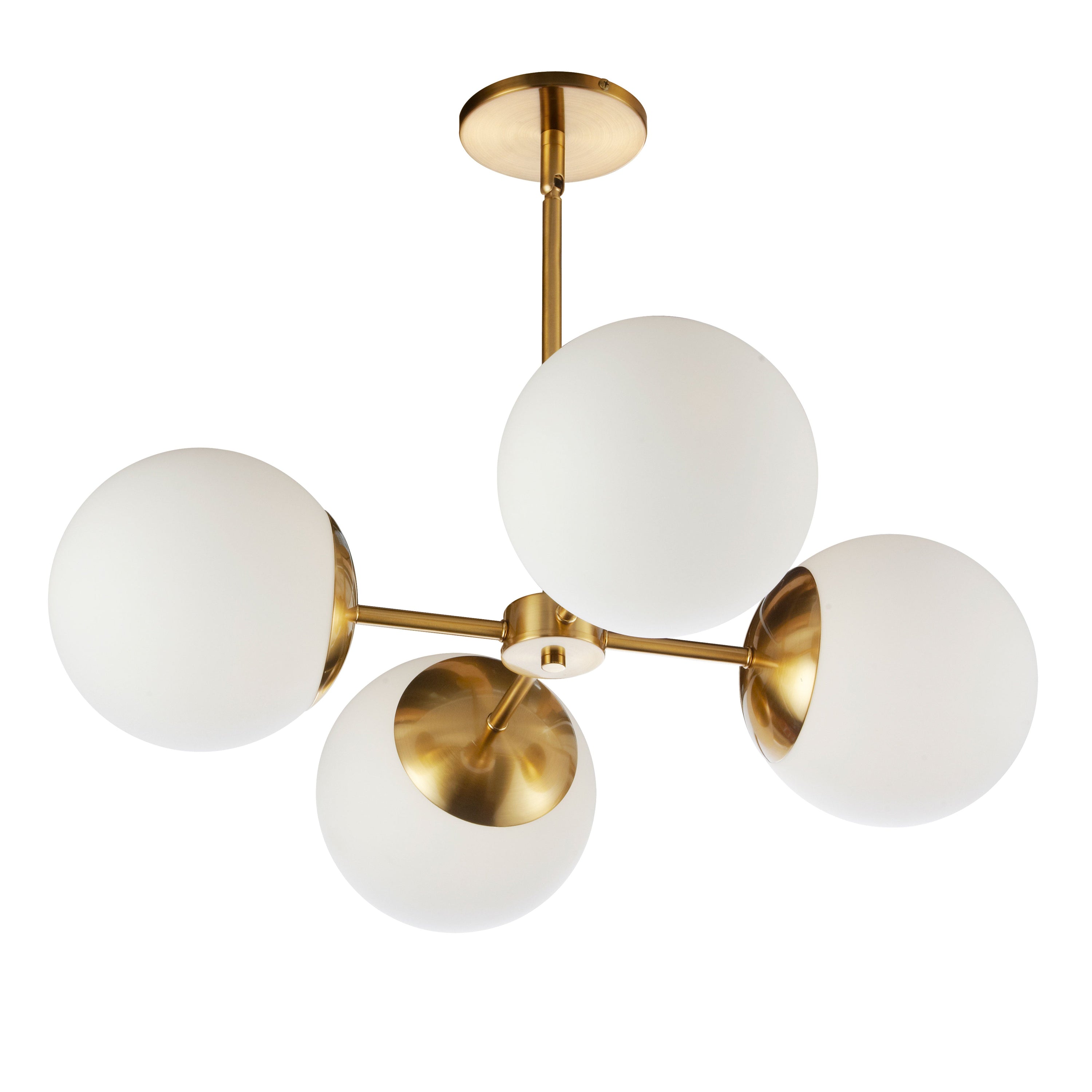 Dainolite Dayana - DAY-244C-AGB - 4 Light Aged Brass Chandelier Fixture w/ White Glass - Aged Brass