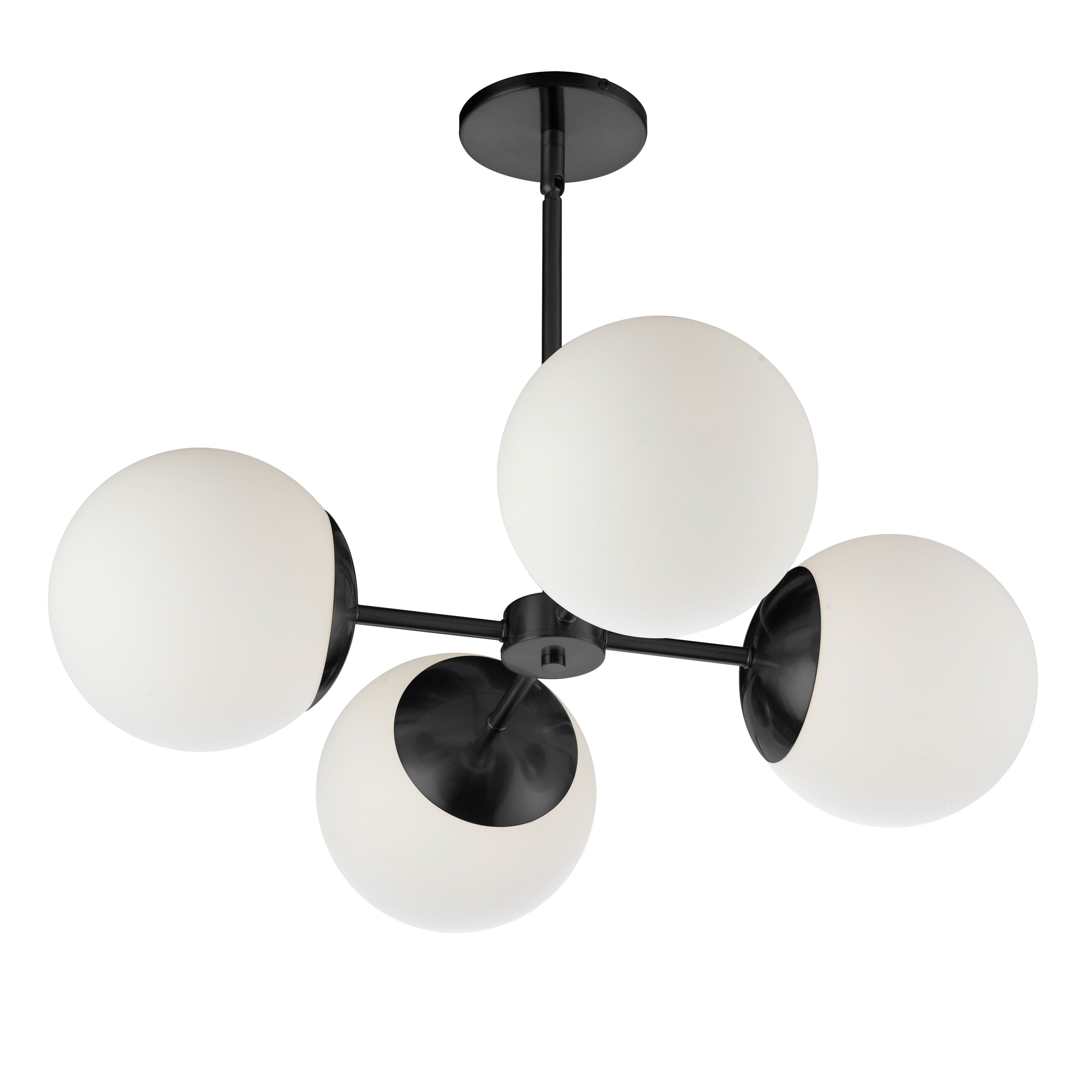 Dainolite Dayana - DAY-244C-MB - 4 Light Matte Black Chandelier Fixture w/ White Glass - Black