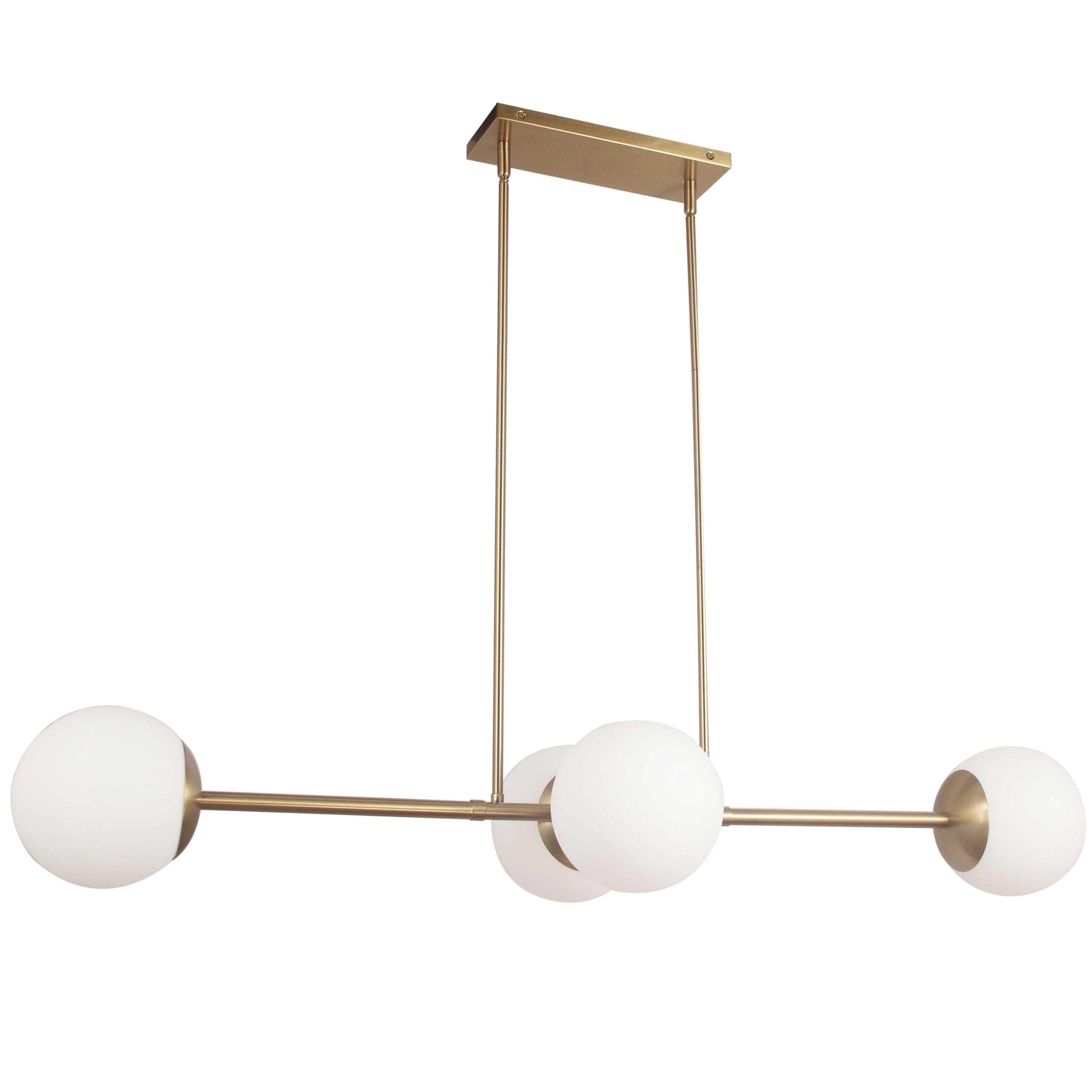 Dainolite Dayana - DAY-484HP-AGB - 4 Light Horizontal Pendant, Aged Brass w/ White Opal Glass - Aged Brass