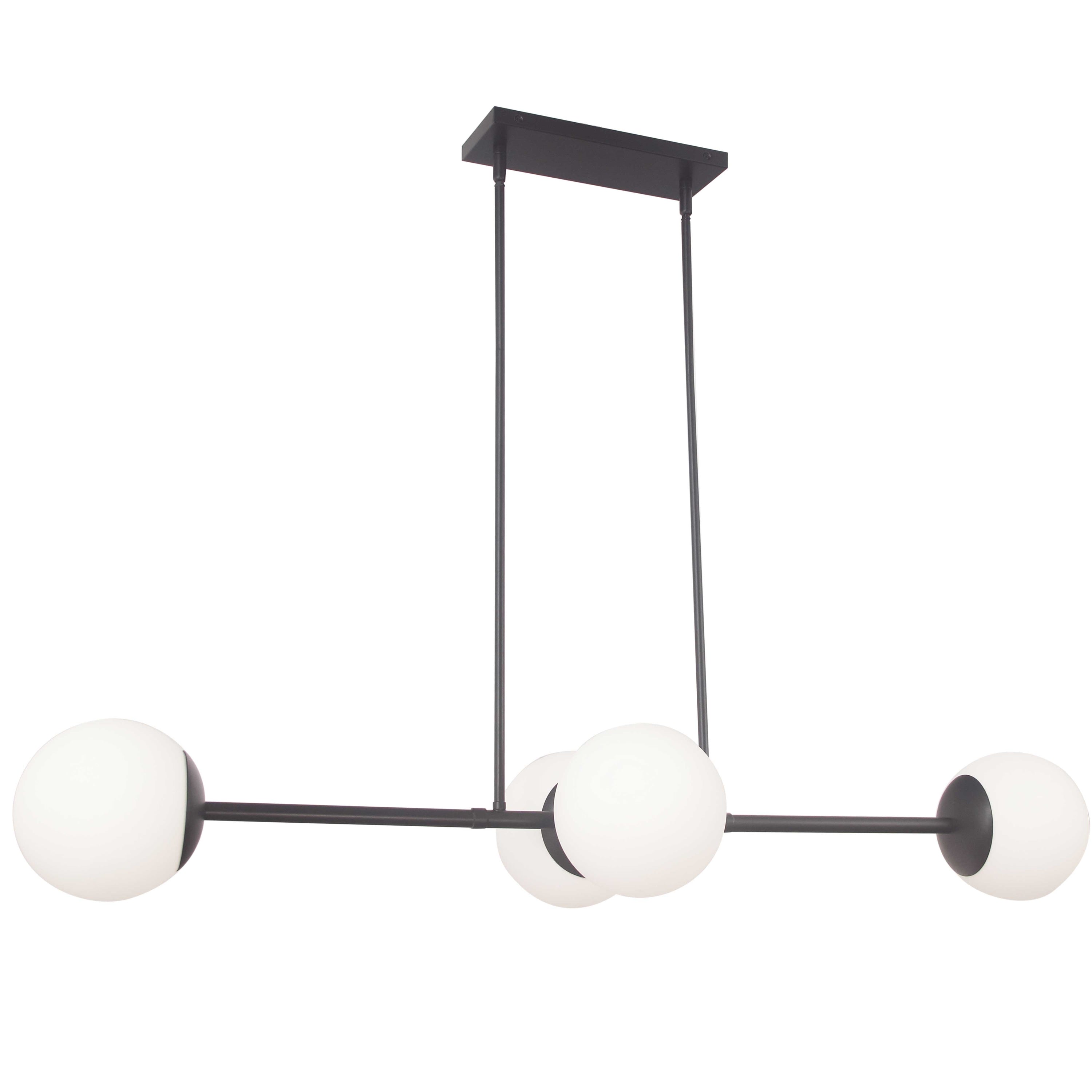 Dainolite Dayana - DAY-484HP-MB - 4 Light Horizontal Pendant, Matte Black w/ White Opal Glass - Matte Black