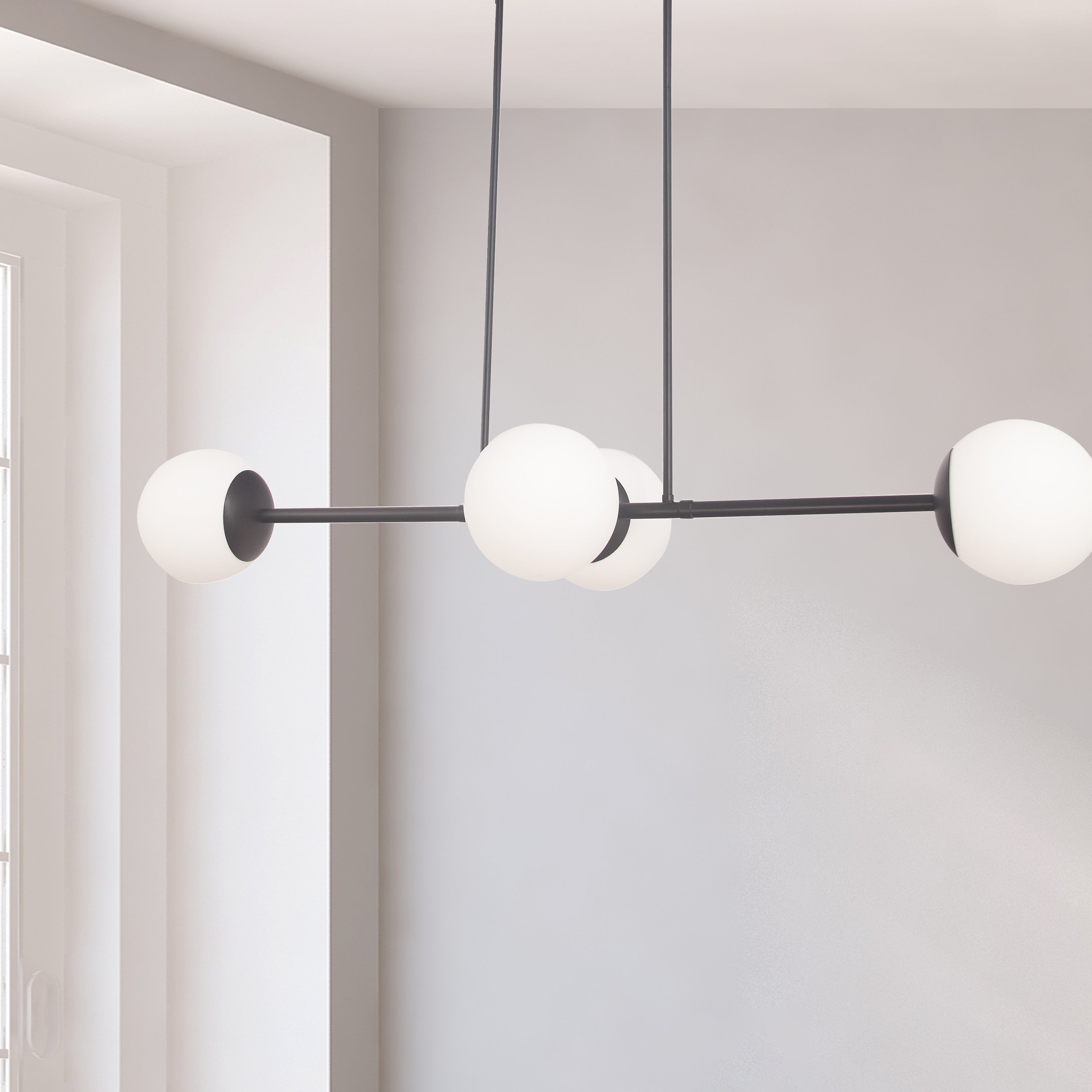 Dainolite Dayana - DAY-484HP-MB - 4 Light Horizontal Pendant, Matte Black w/ White Opal Glass - Matte Black