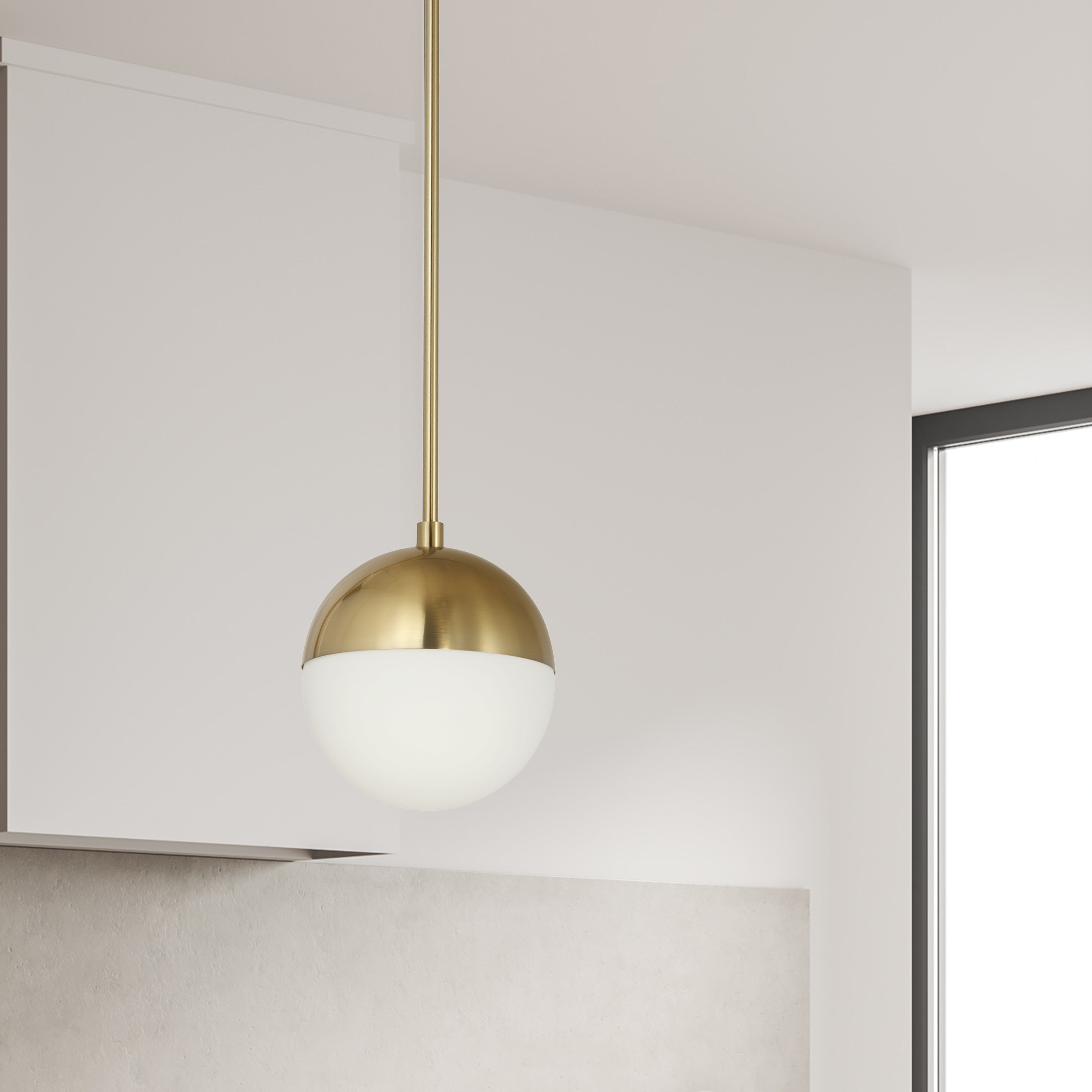 Dainolite Dayana - DAY-71P-AGB - 1 Light Pendant, Aged Brass w/White Opal Glass - Aged Brass