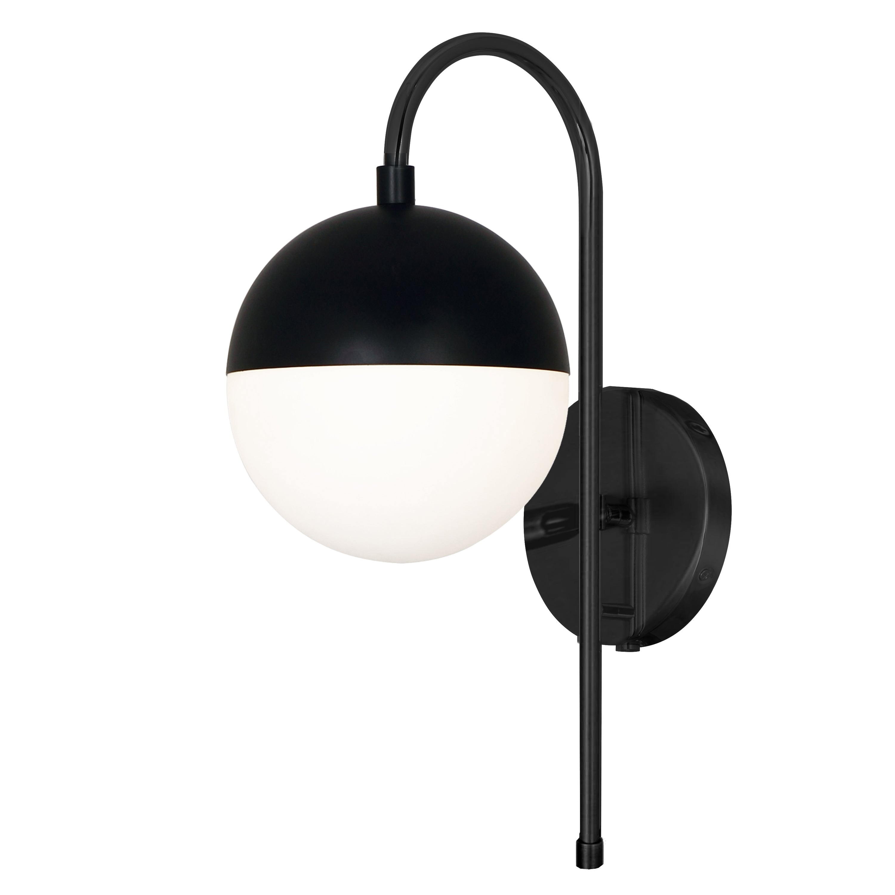 Dainolite Dayana - DAY-71W-MB - 1 Light Wall Sconce, Matte Black with White Glass, Hardwire or Plug-In - Black