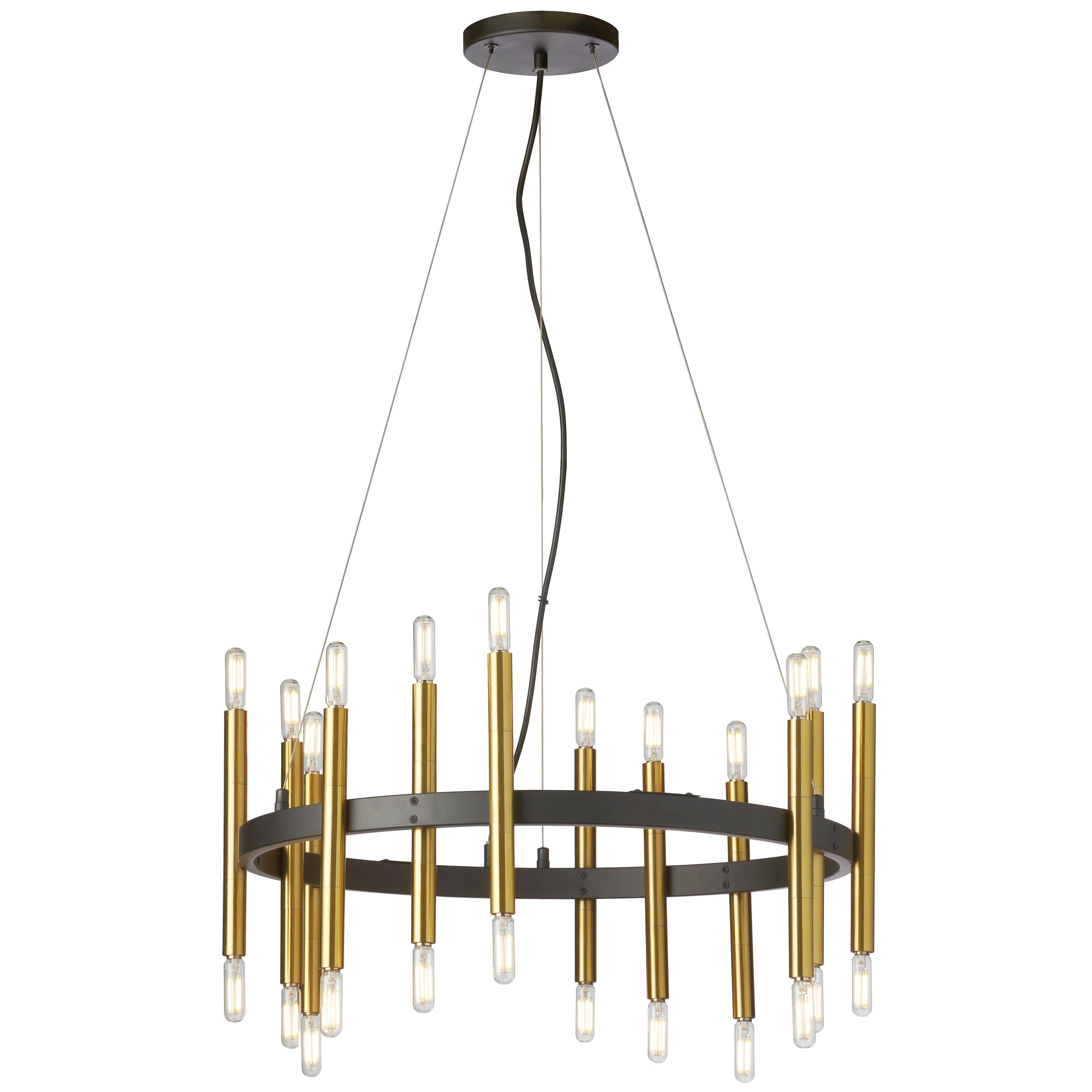 Dainolite Derry - DER-2424C-MB-AGB - 24 Light Matte Black & Aged Brass Chandelier Fixture - Black