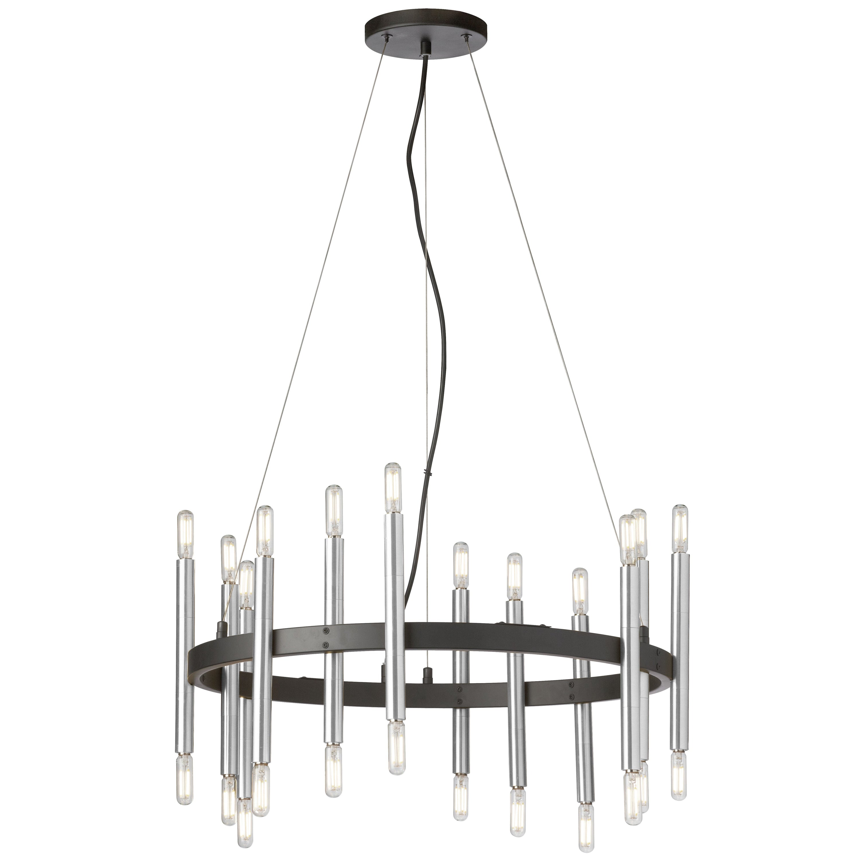 Dainolite Derry - DER-2424C-MB-PC - 24 Light Matte Black & Polished Chrome Chandelier Fixture - Black