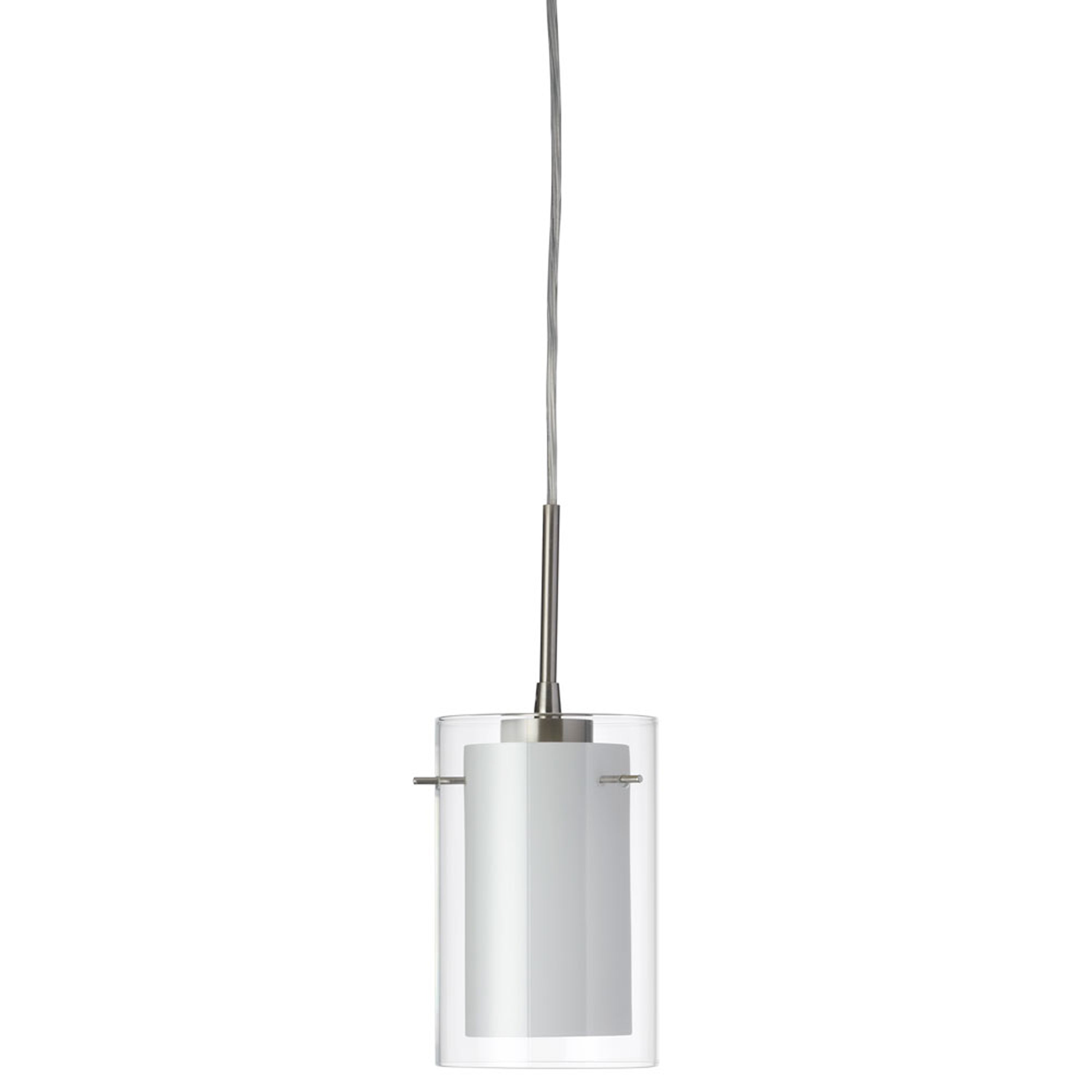 Dainolite Modern - DL293701-SC - Single Pendant, Satin Chrome, Clear/White Glass - Satin Chrome