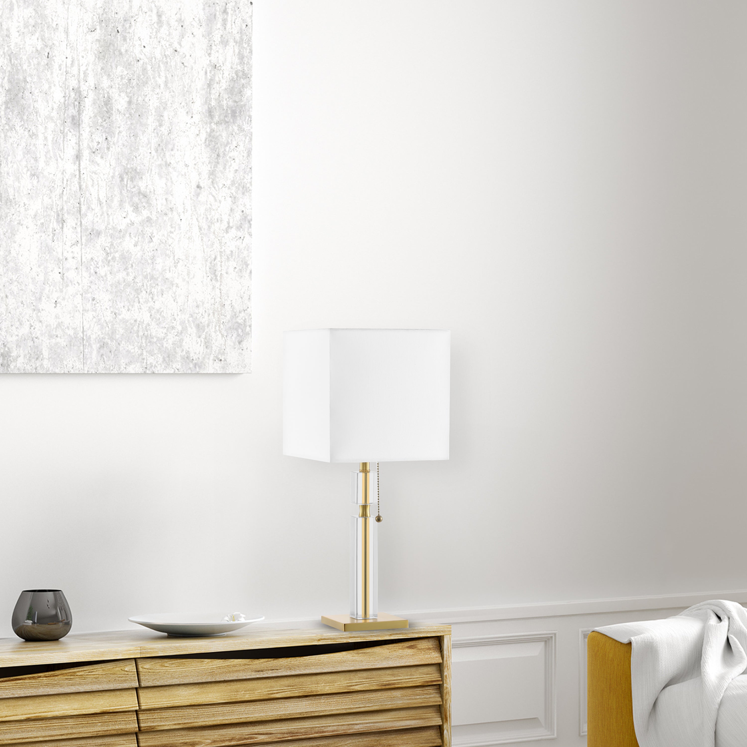 Dainolite Fernanda - DM231-AGB - 1 Light Table Lamp Aged Brass with White Shade - Aged Brass