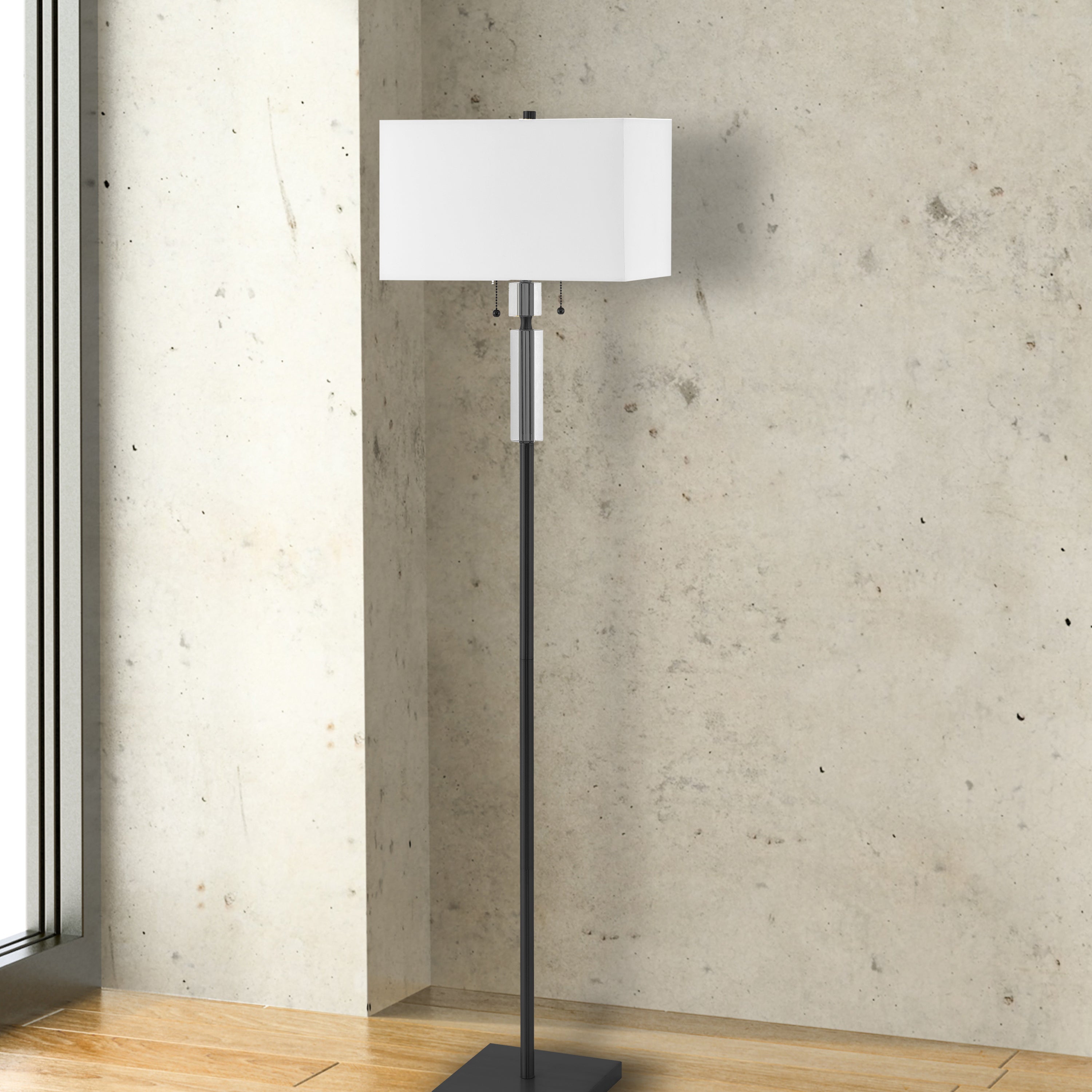 Dainolite Fernanda - DM231F-MB - 2 Light Floor Lamp Matte Black with White Shade - Matte Black