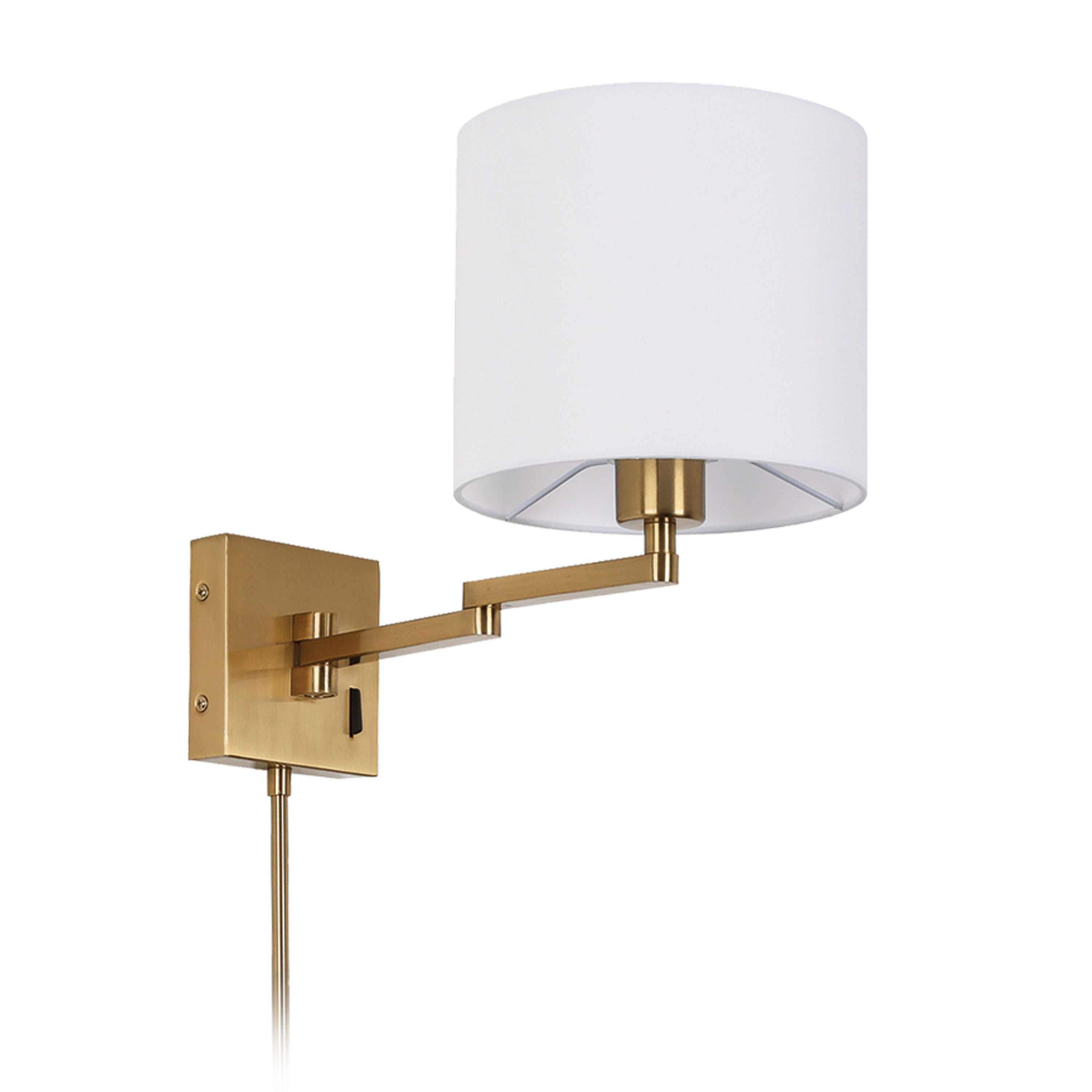 Dainolite Modern - DMWL7713-AGB - 1 Light Double Swing Arm Wall Lamp, Aged Brass w/ a White Shade - Aged Brass