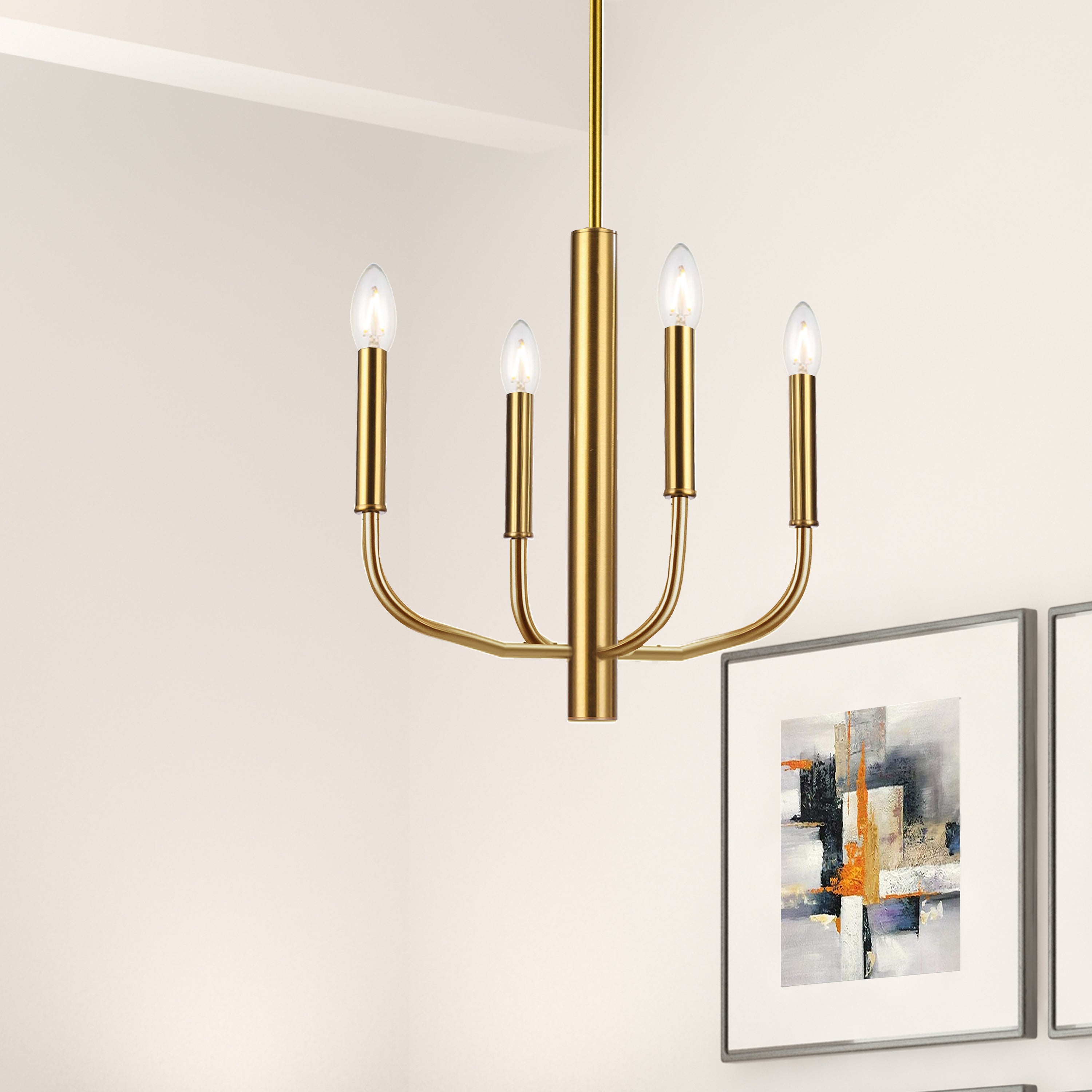 Dainolite Eleanor - ELN-164C-AGB - 4 Light Chandelier Fixture, Aged Brass - Aged Brass