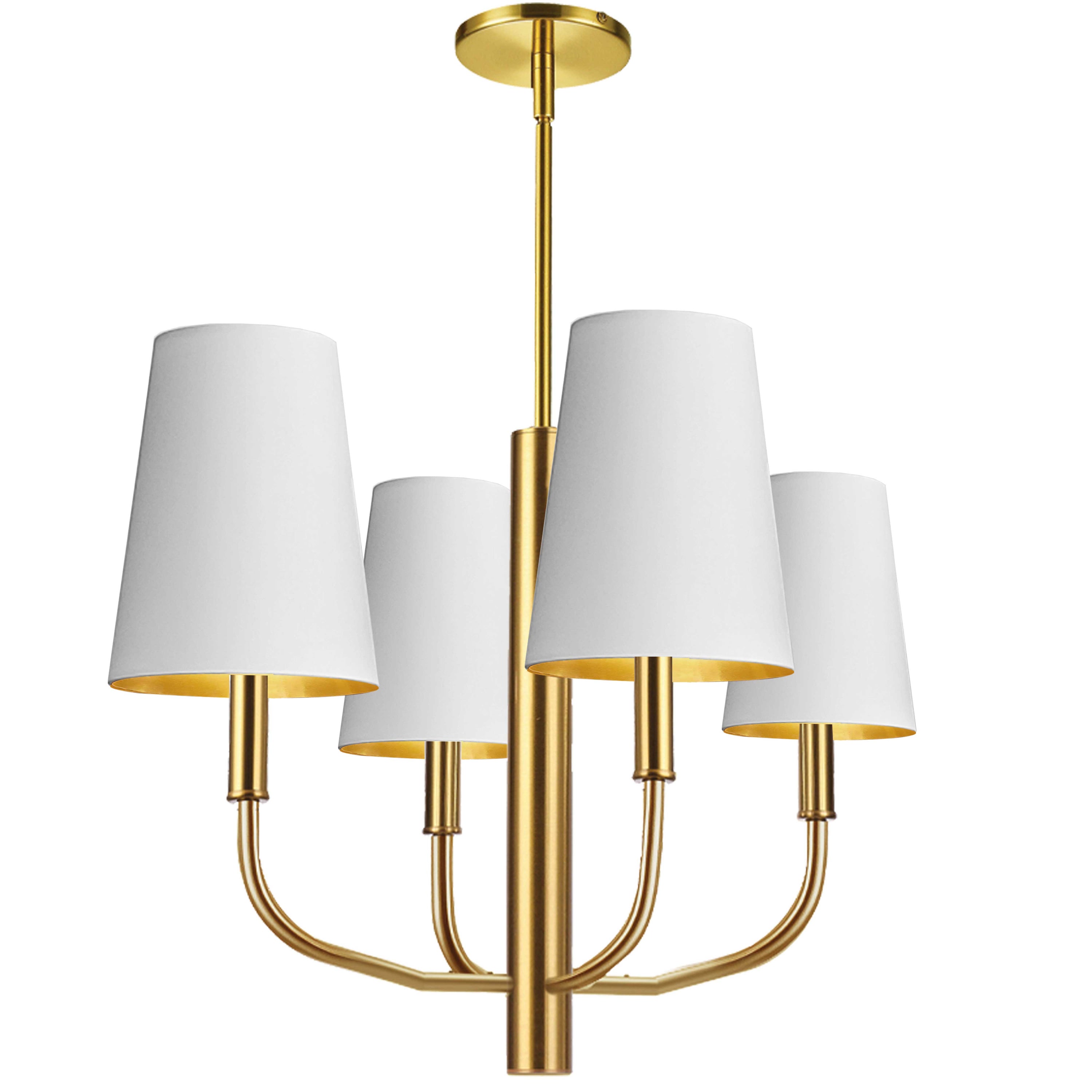 Dainolite Eleanor - ELN-214C-AGB-692 - 4 Light Pendant, Aged Brass w/ White Shades - White