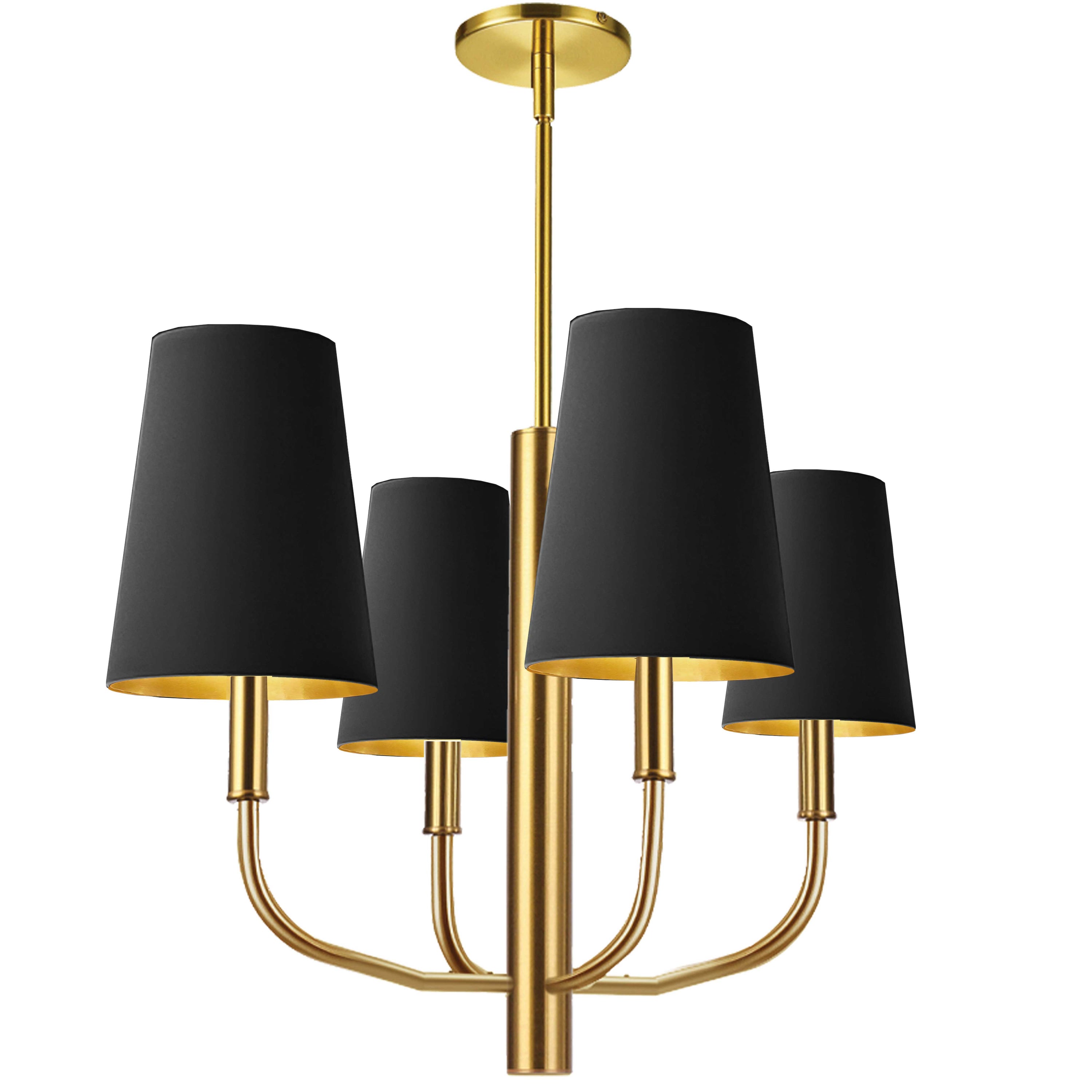 Dainolite Eleanor - ELN-214C-AGB-698 - 4 Light Pendant - Aged Brass w/ Black Shades