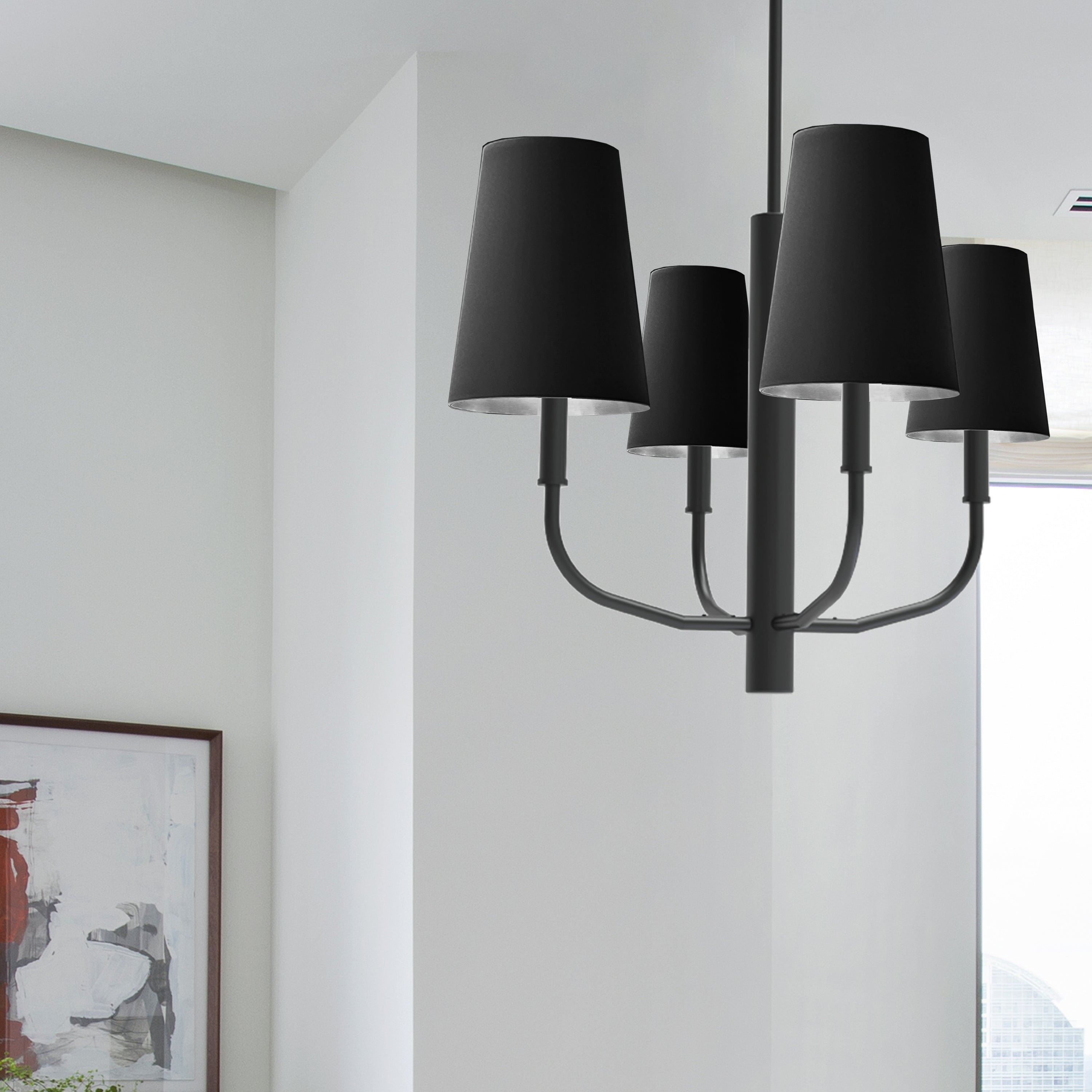 Dainolite Eleanor - ELN-214C-MB-697 - 4 Light Pendant, Matte Black w/ Black Shades - Black