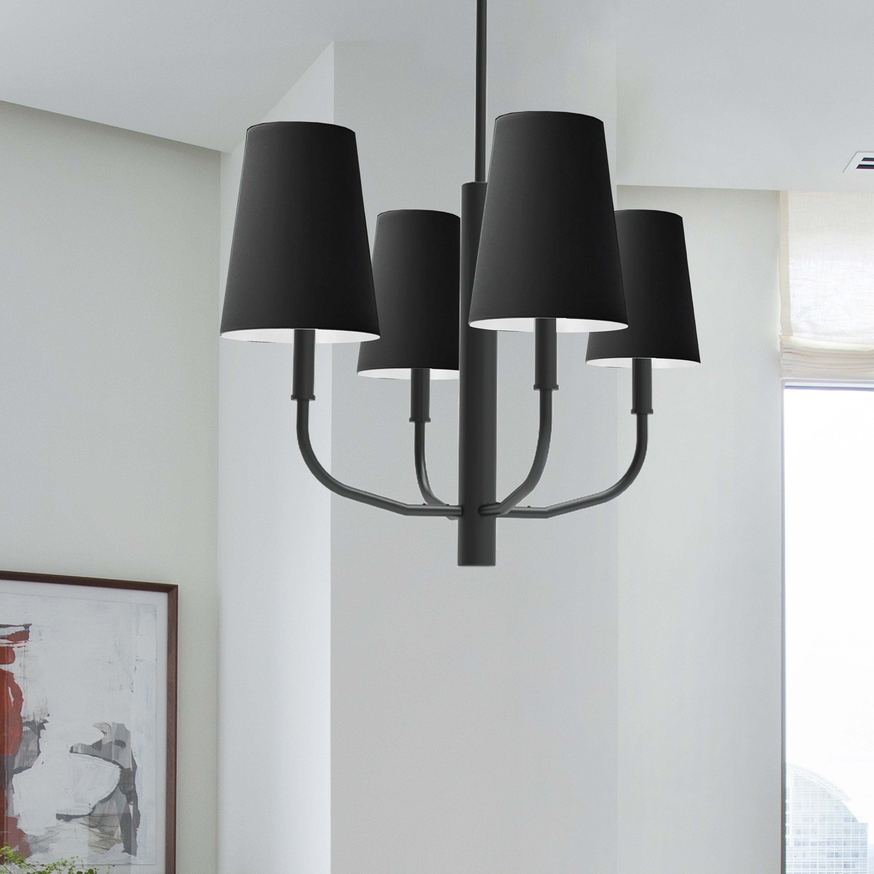 Dainolite Eleanor - ELN-214C-MB-797 - 4 Light Pendant, Matte Black w/ Black Shades - Black