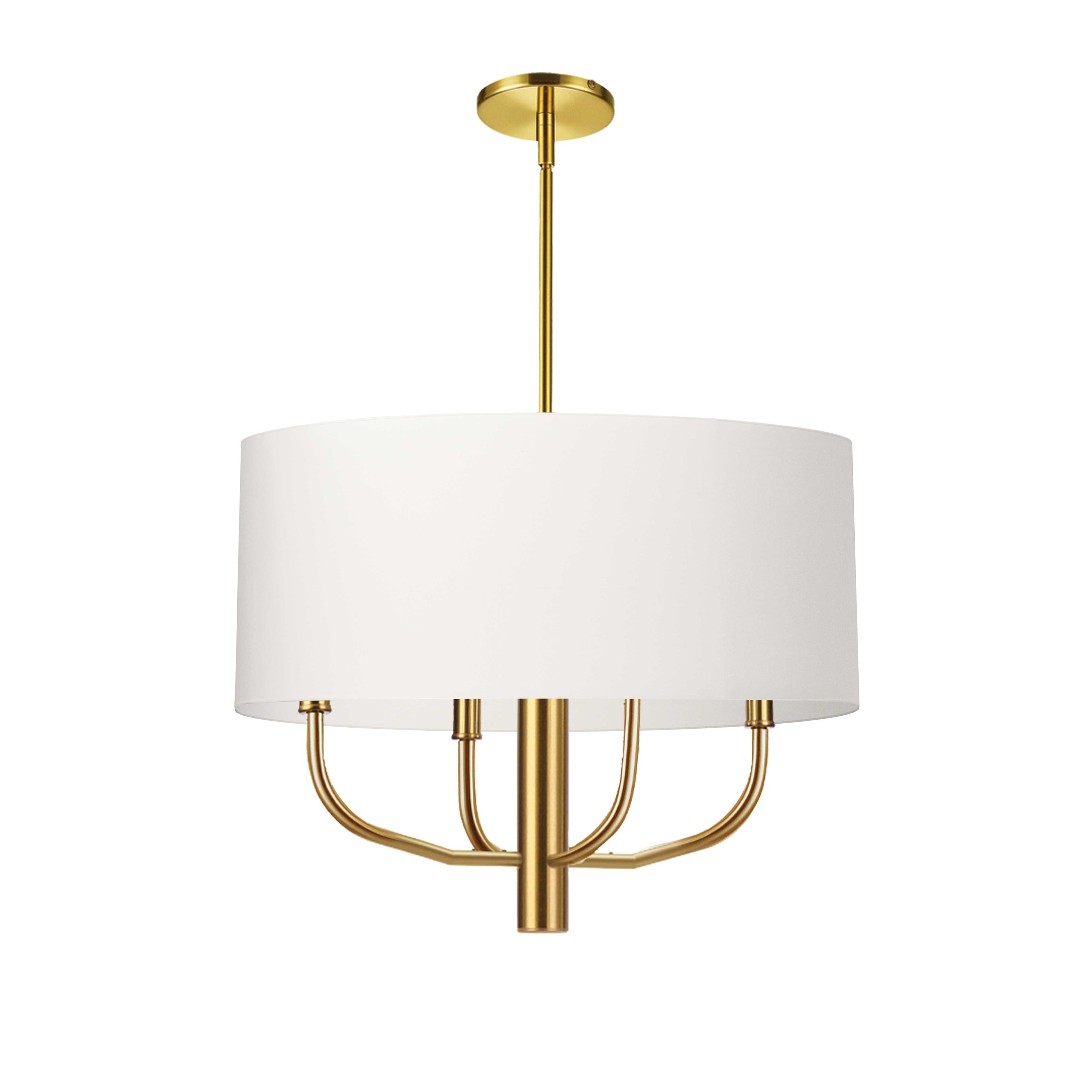 Dainolite Eleanor - ELN-224C-AGB-790 - 4 Light Pendant, Aged Brass w/ White Fabric Shade - White